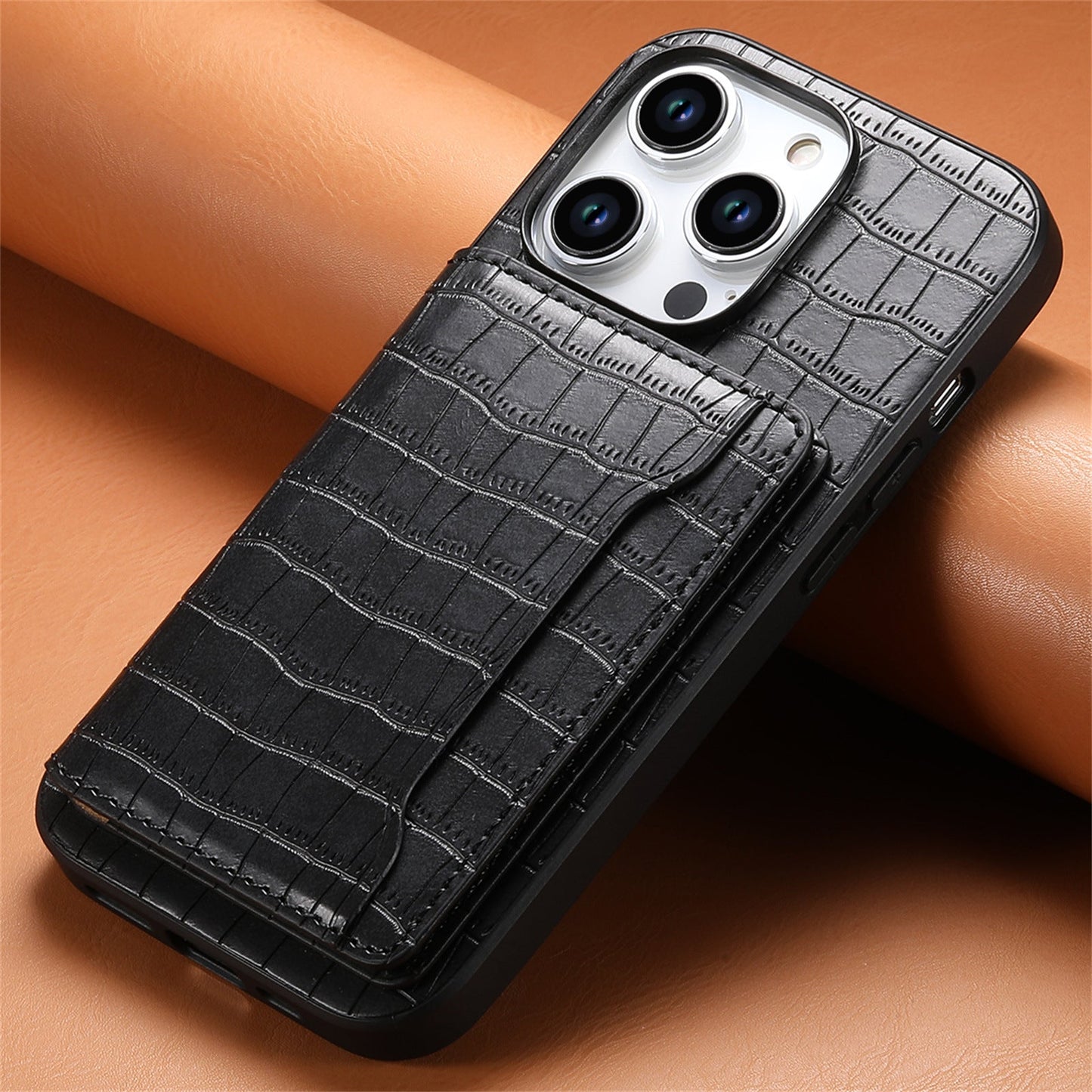 Crocodile Pattern Leather Card Holder Shockproof iPhone Case