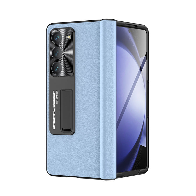 Magnetic Holder Protective Leather Phone Case With Front Protection Film For Galaxy Z Fold5 Fold4 Fold3
