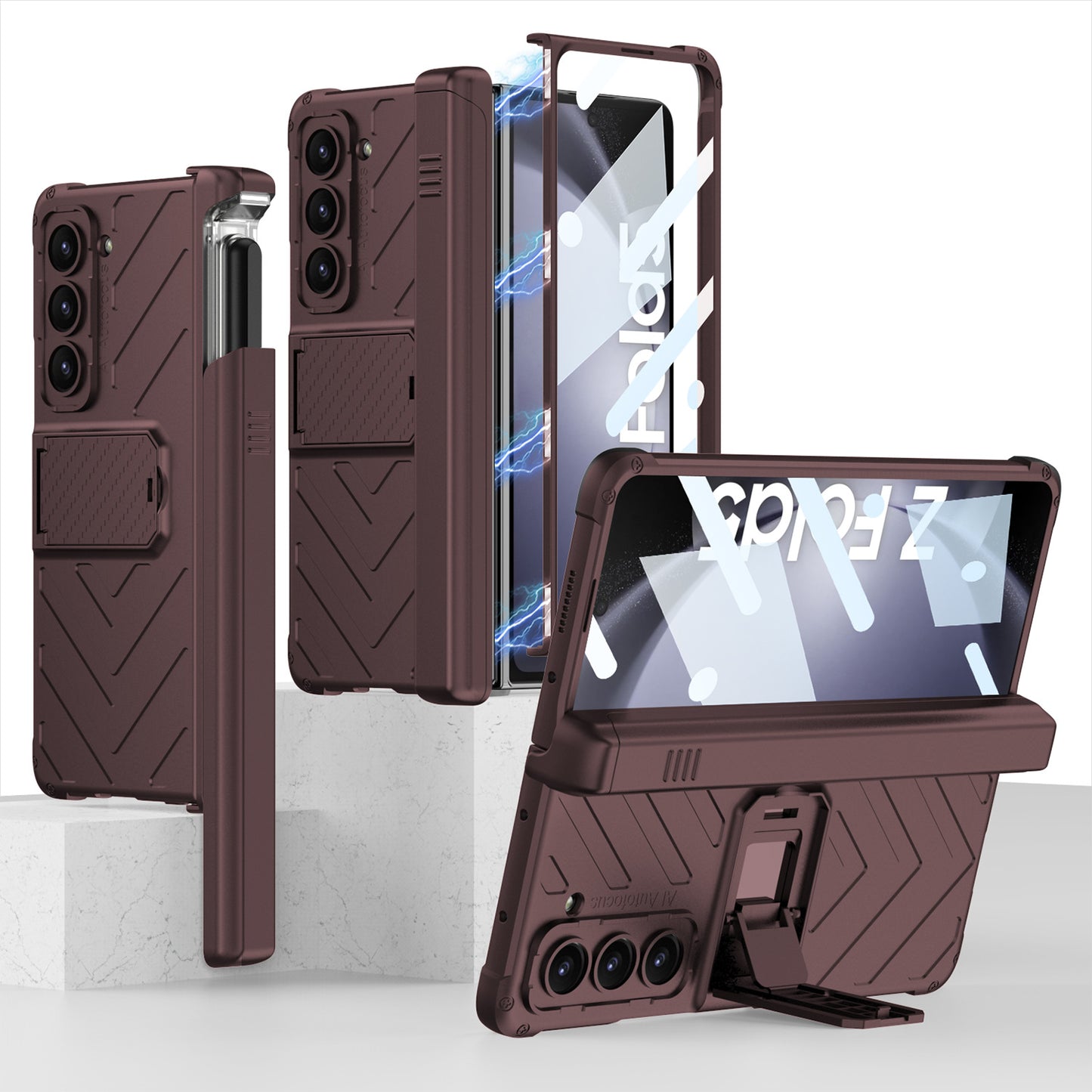Samsung Galaxy Z Fold5 Magnetic Full Cover Armored Slide S Pen Case