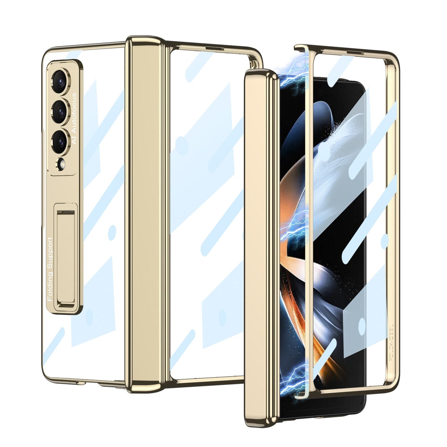 Magnetic Hinge Invisible Bracket Electroplated Protective Phone Case For Samsung Galaxy Z Fold5 Fold4 - mycasety2023 Mycasety