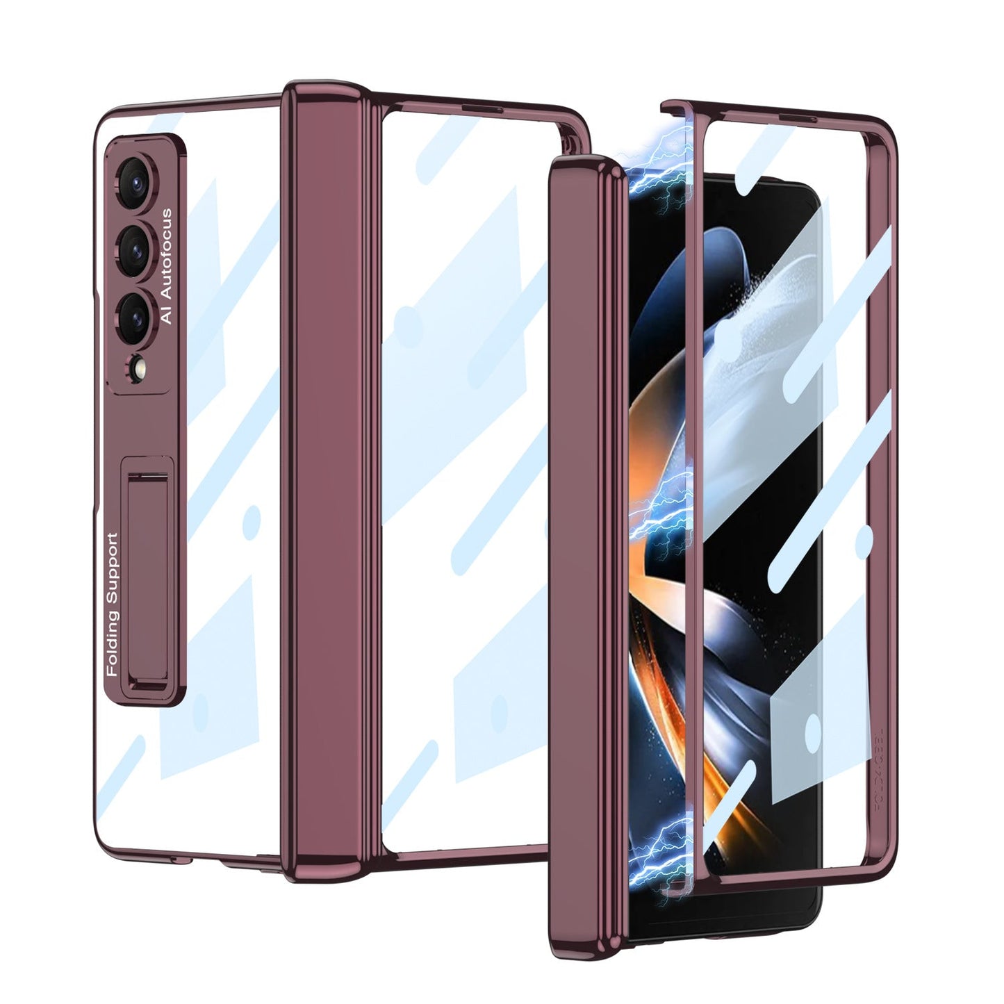 Magnetic Hinge Invisible Bracket Electroplated Protective Phone Case For Samsung Galaxy Z Fold5 Fold4 - mycasety2023 Mycasety