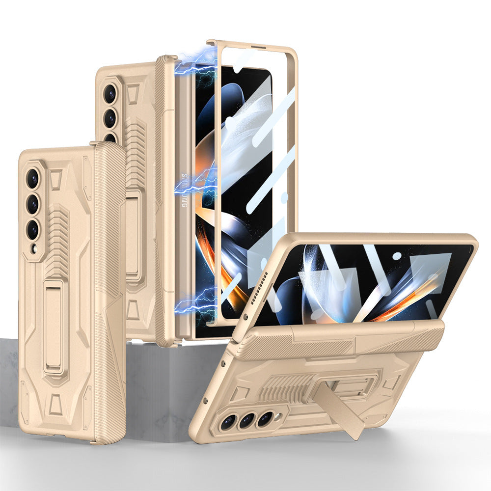 Magnetic Armor All-included Hinge Holder Case With Back Screen Protector For Samsung Galaxy Z Fold5 Fold4 Fold3 - mycasety2023 Mycasety