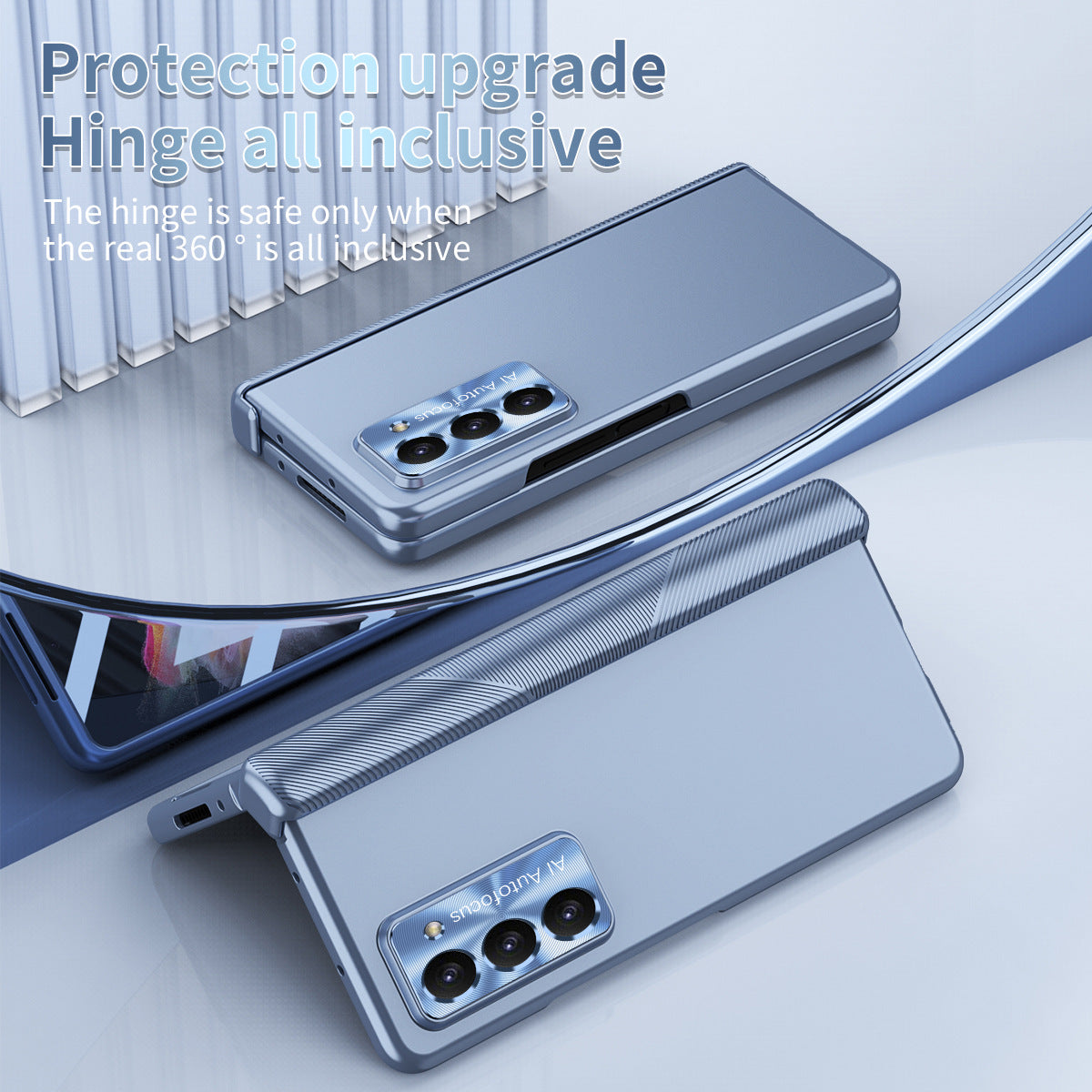 Electroplated Folding Case For Galaxy Z Fold5 Fold4 Fold3 With Double Hinge Protector and Free Stylus - Mycasety Mycasety