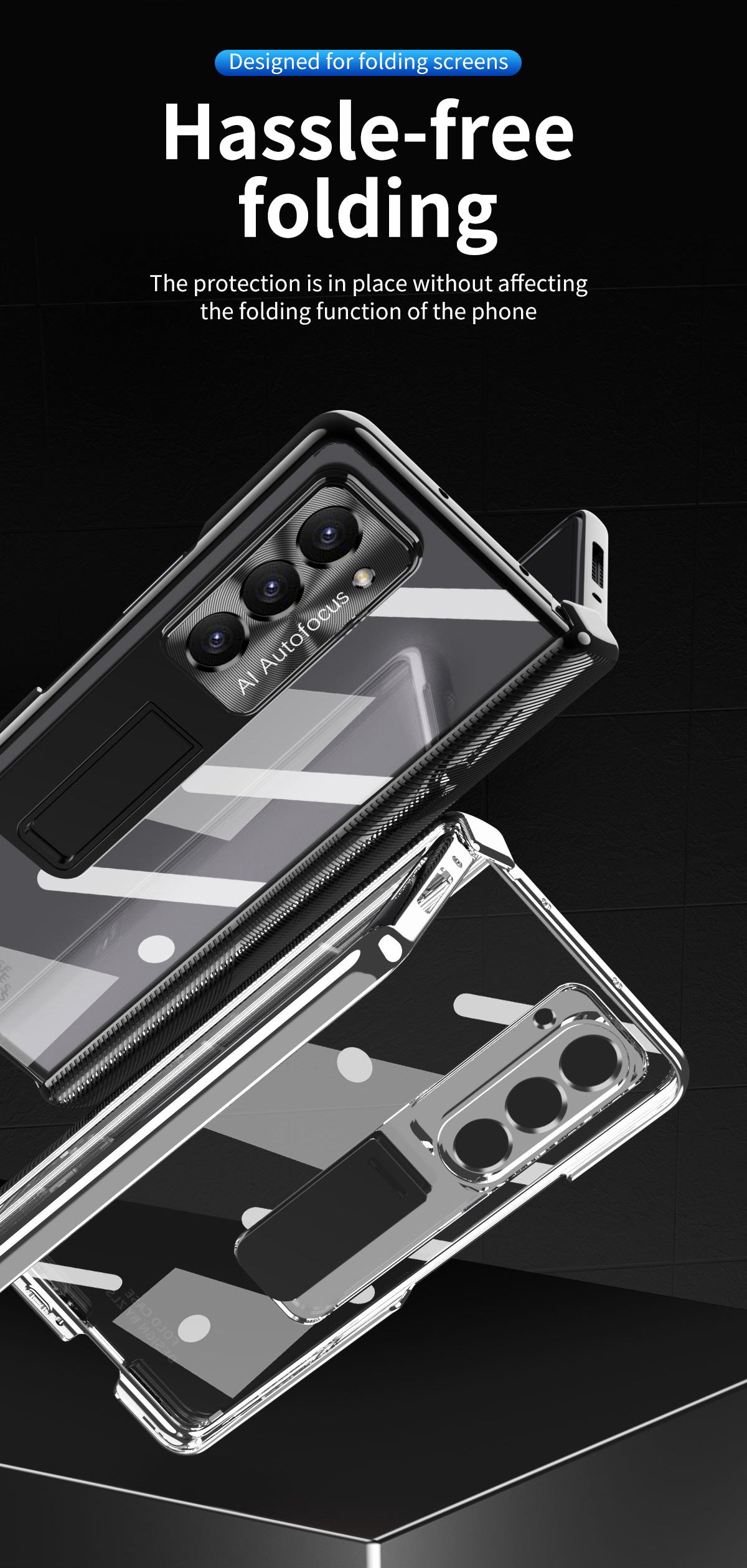 Magnetic Hinge Plating Case For Galaxy Z Fold5 with Double Hinge Protector