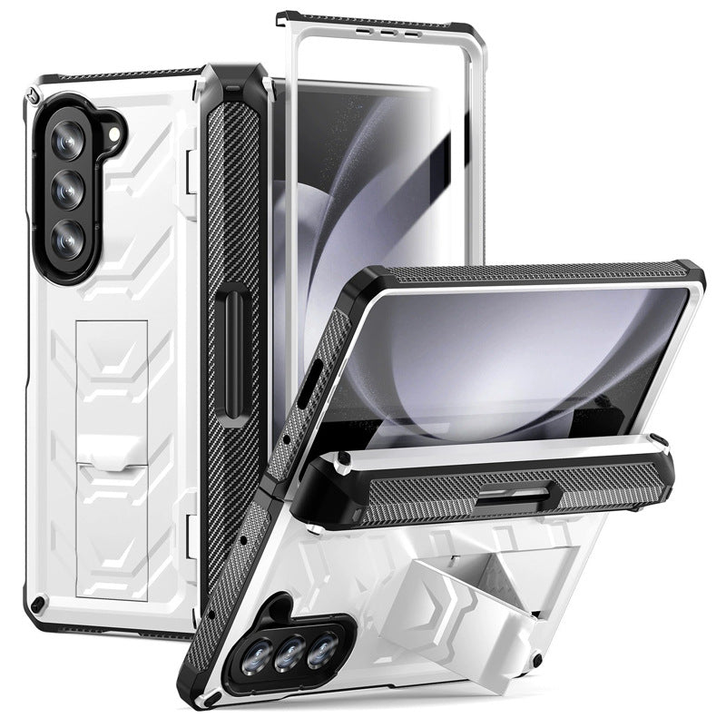 Mecha Style Galaxy Z Fold5 Ccase with Invisible Bracket & Pen Slot