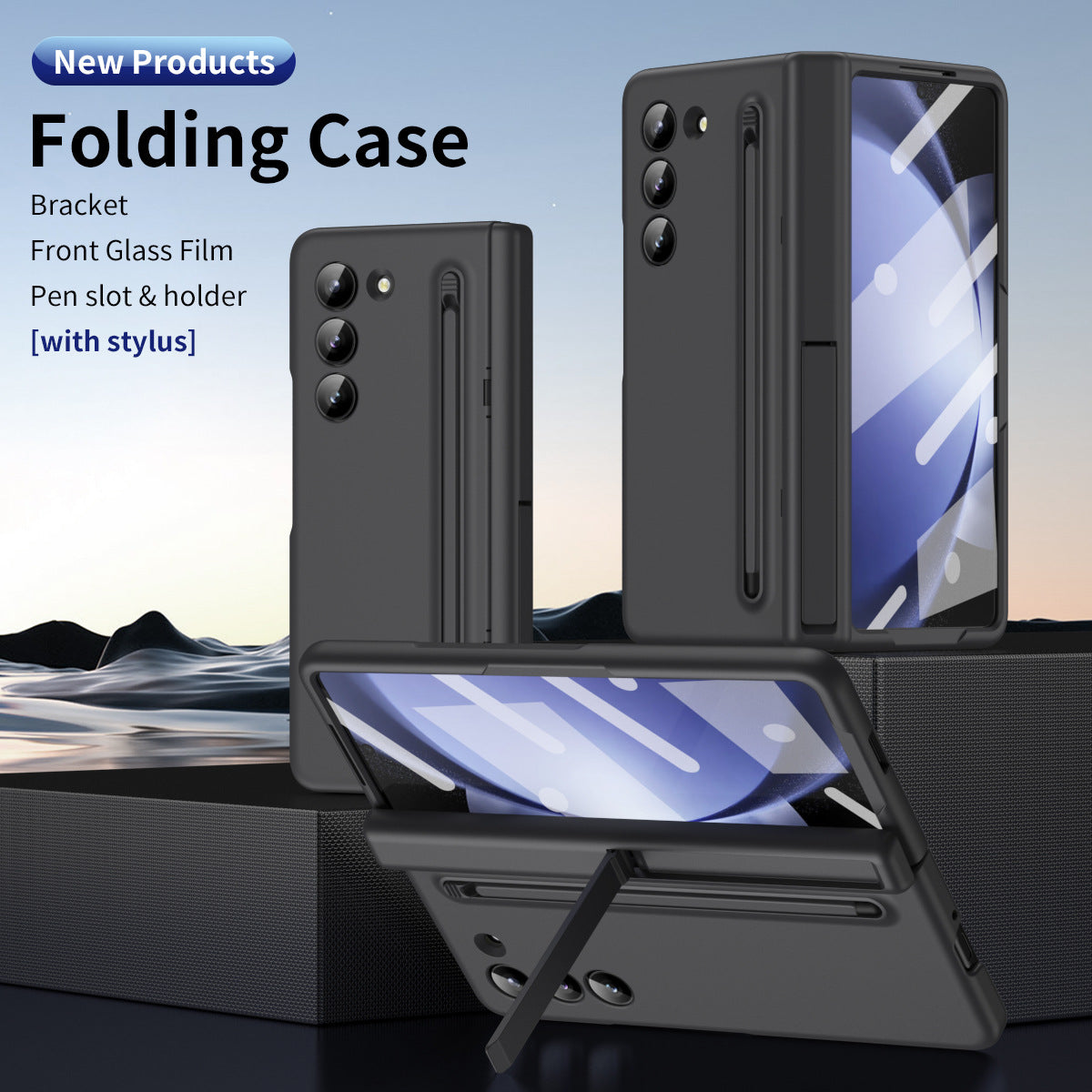 Magnetic Hinge Anti-fall Protective Phone Case With Pen Tray Shell And Film For Galaxy Z Fold5 Fold4 Fold3