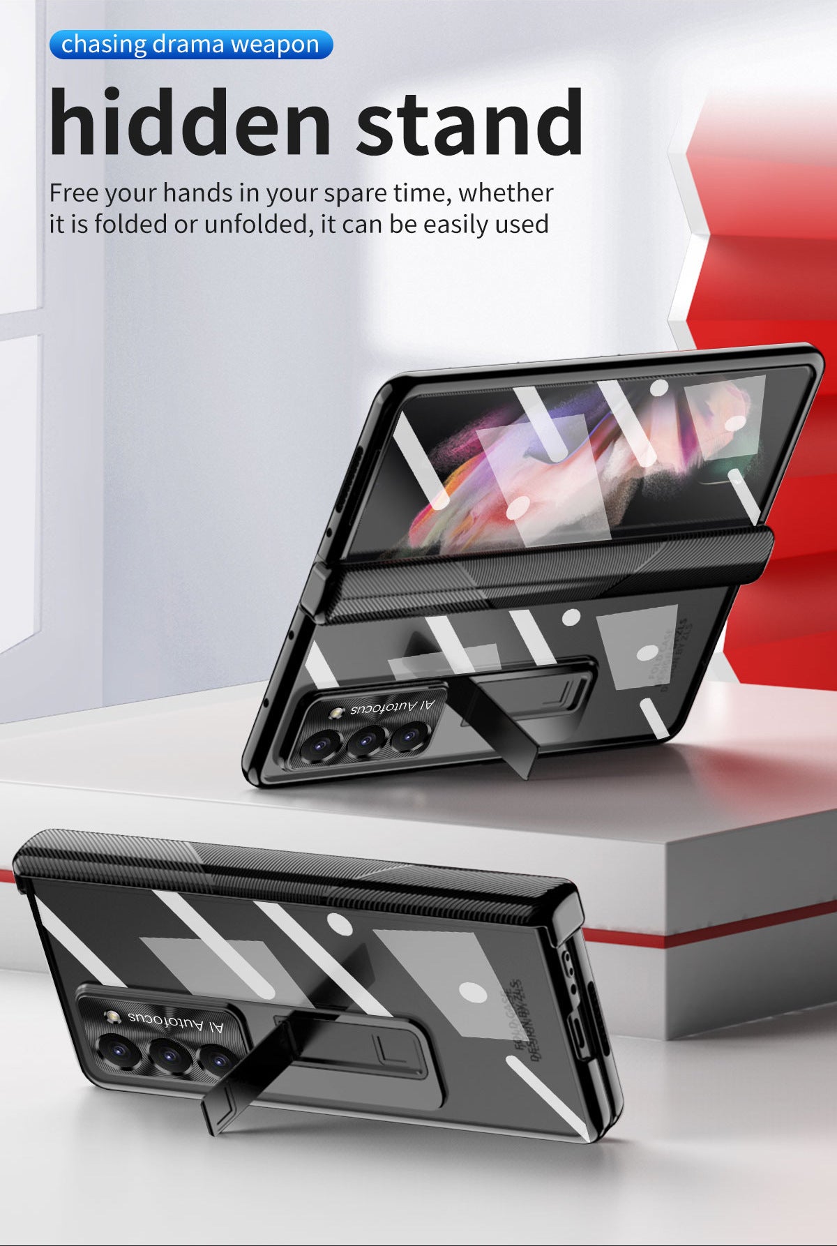 Magnetic Hinge Plating Case For Galaxy Z Fold5 with Double Hinge Protector