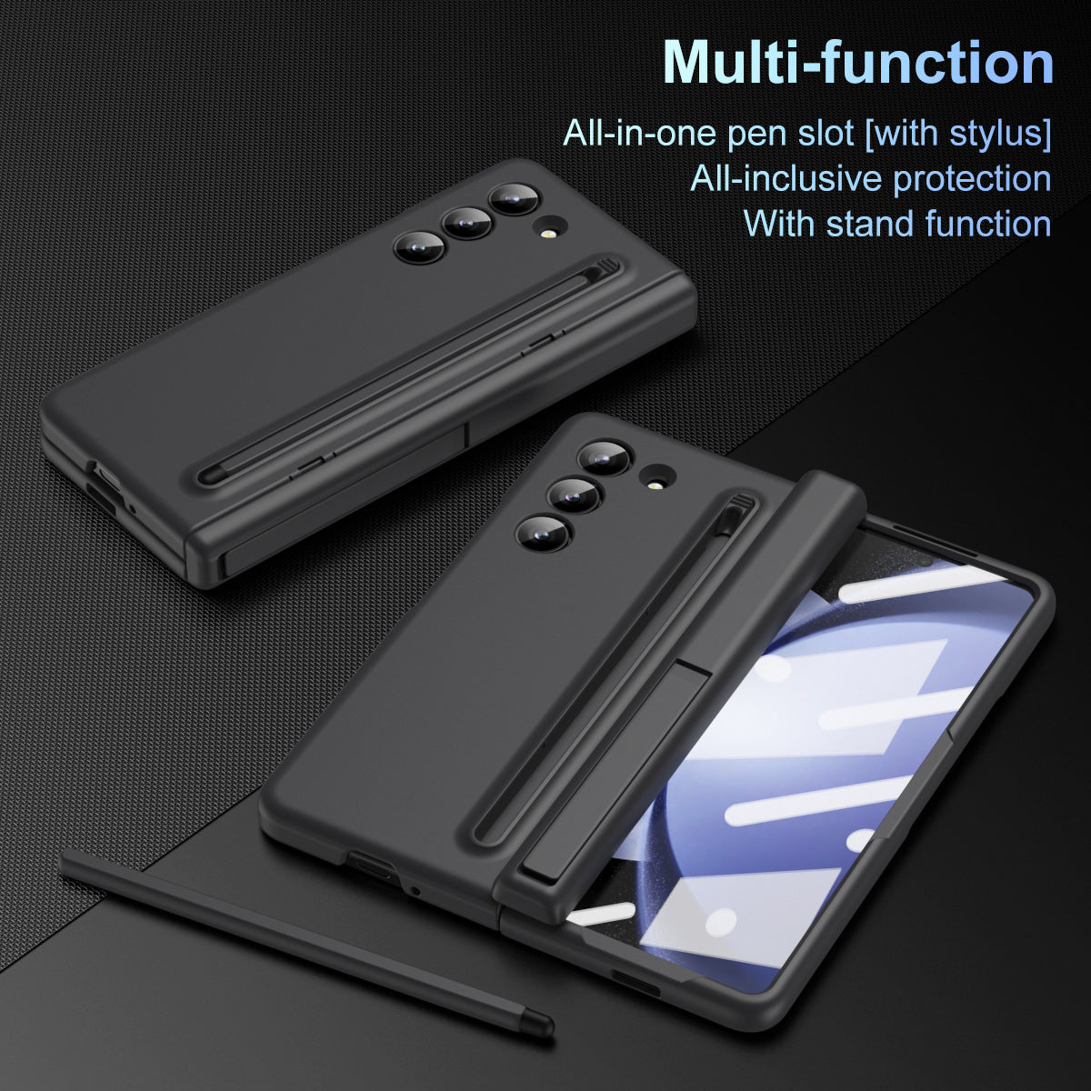 Magnetic Hinge Anti-fall Protective Phone Case With Pen Tray Shell And Film For Galaxy Z Fold5 Fold4 Fold3