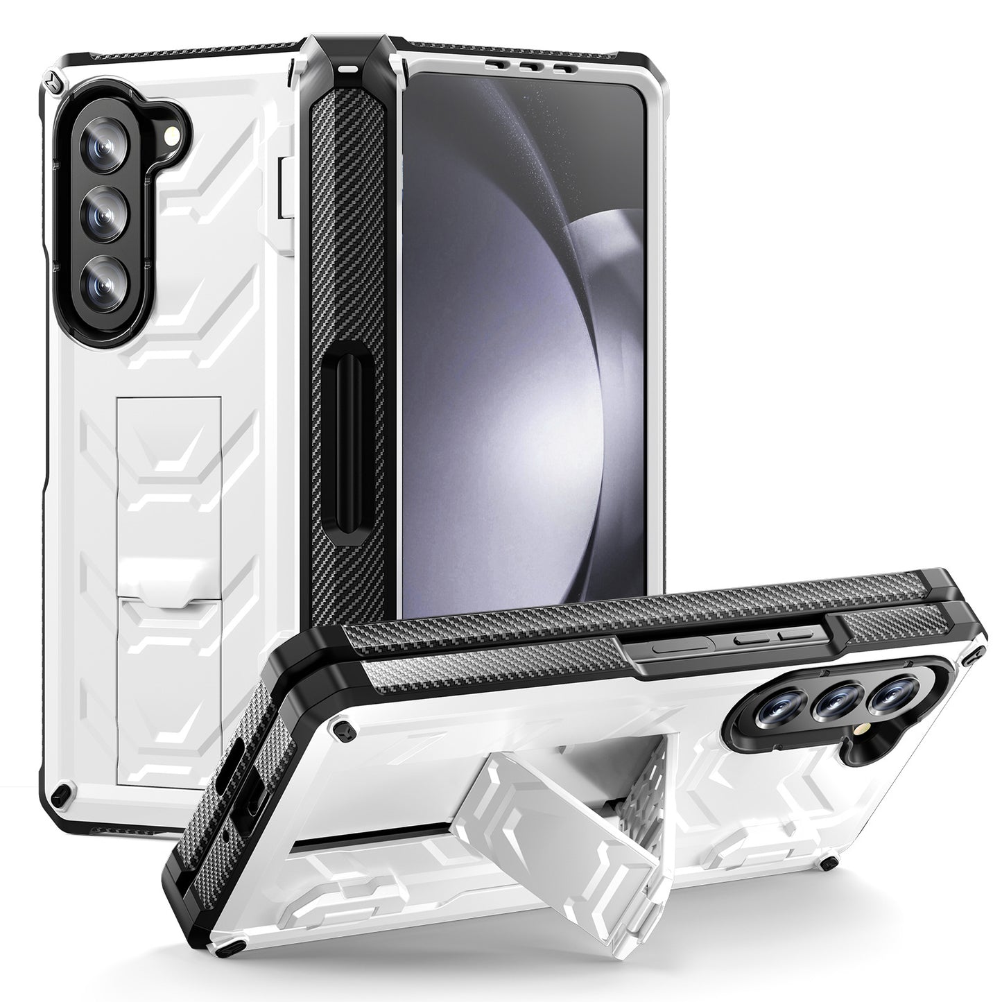 Mecha Style Galaxy Z Fold5 Ccase with Invisible Bracket & Pen Slot