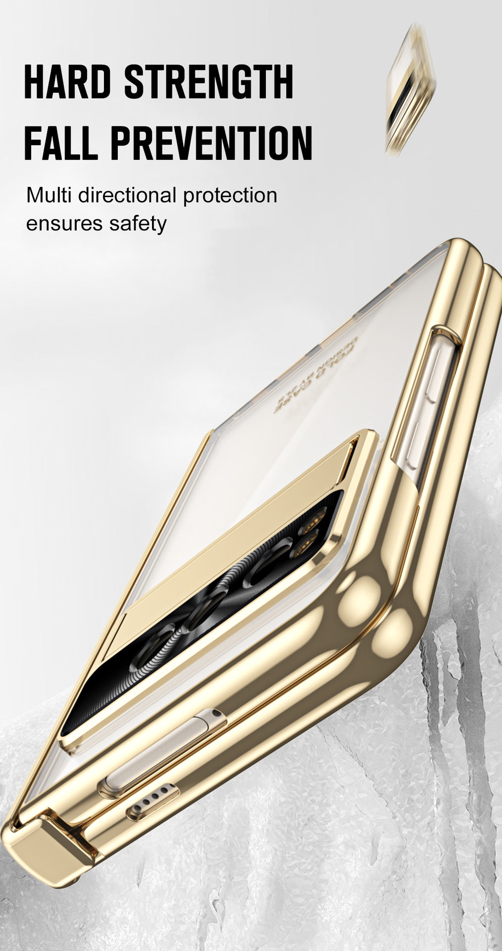 Electroplated Transparent Google Pixel Fold Case with Dual Hinge Protector & Screen Protector & Hidden Kickstand Pen Slot & Free Stylus
