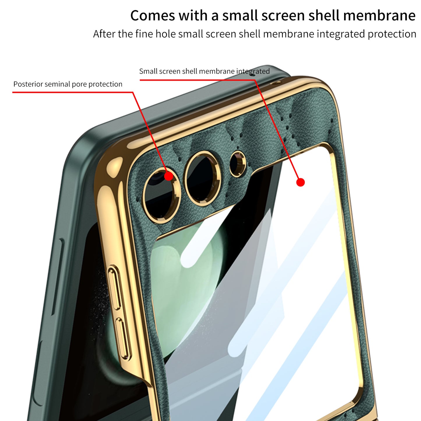 Luxury Argyle Leather Phone Case with Ring and Front Screen Protector For Samsung Galaxy Z Flip5