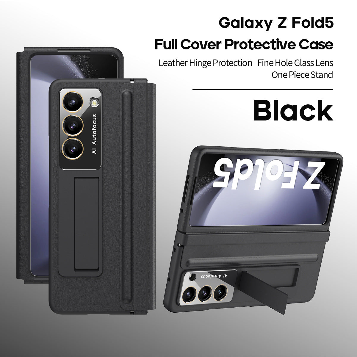 Leather Anti-fall Protective Pen Slot Phone Case With Front Protection Film & Stylus For Samsung Galaxy Z Fold5 Fold4 - Mycasety Mycasety