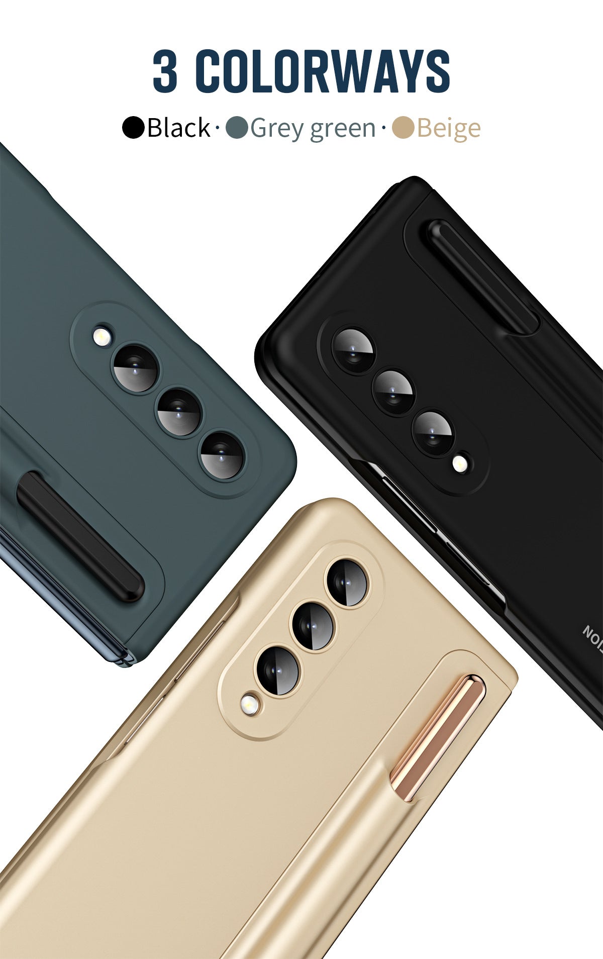 Samsung Galaxy Z Fold 5 Case with Tempered Glass Protector and Detachable Pen Slot