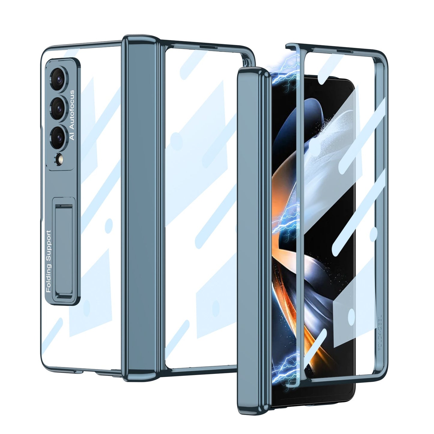 Magnetic Hinge Invisible Bracket Electroplated Protective Phone Case For Samsung Galaxy Z Fold5 Fold4 - mycasety2023 Mycasety