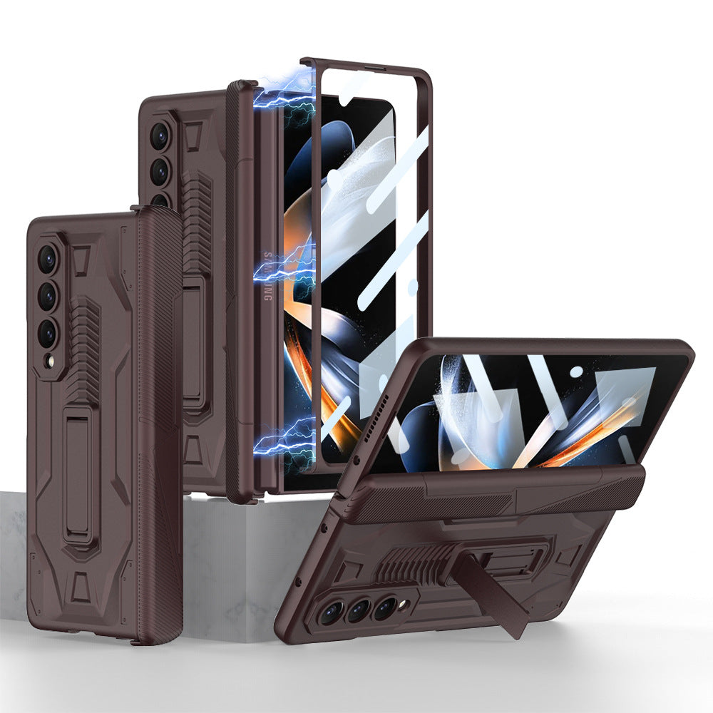 Magnetic Armor All-included Hinge Holder Case With Back Screen Protector For Samsung Galaxy Z Fold5 Fold4 Fold3 - mycasety2023 Mycasety