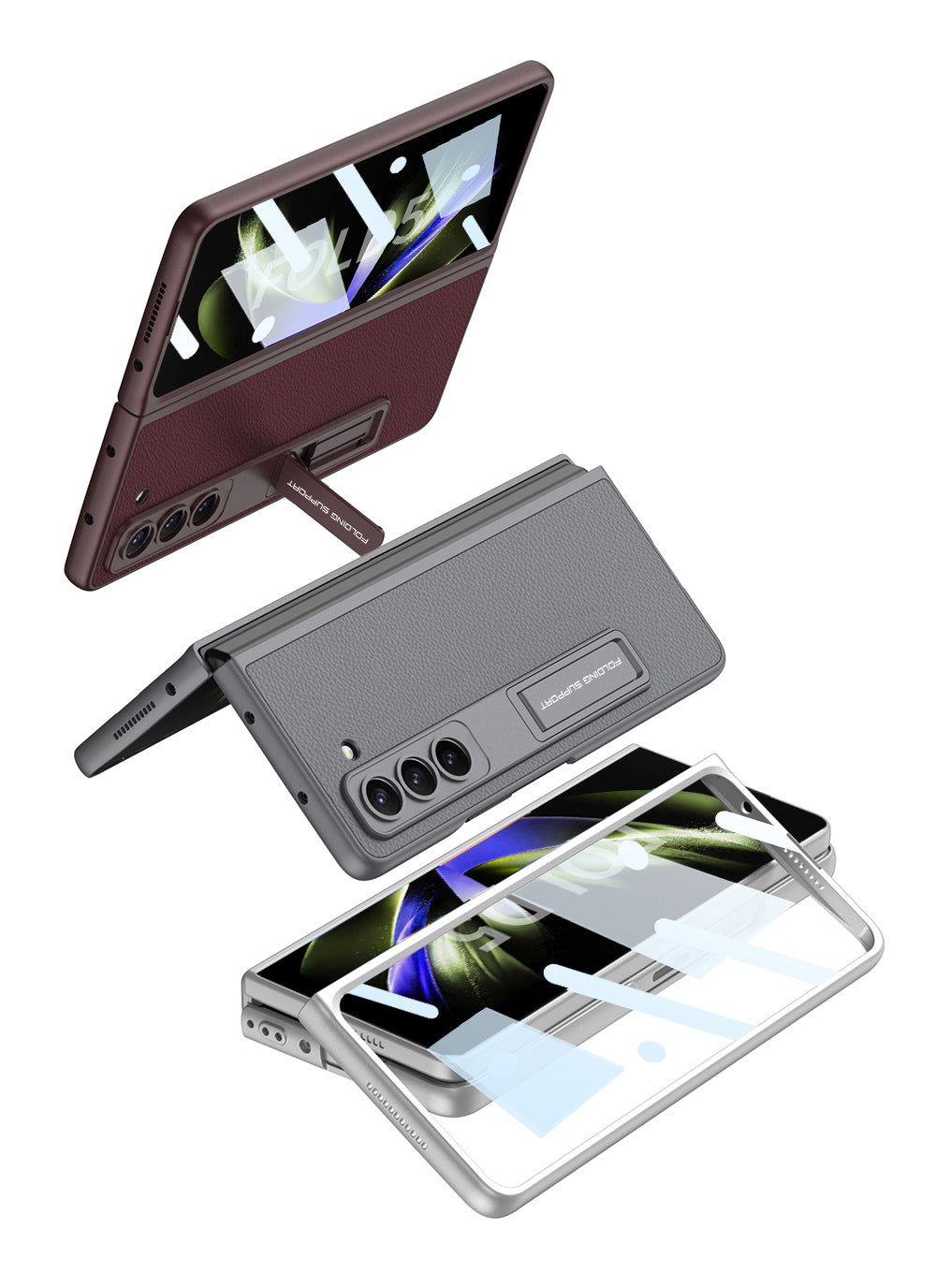 Leather Samsung Galaxy Z Fold5 Case With Film Kickstand