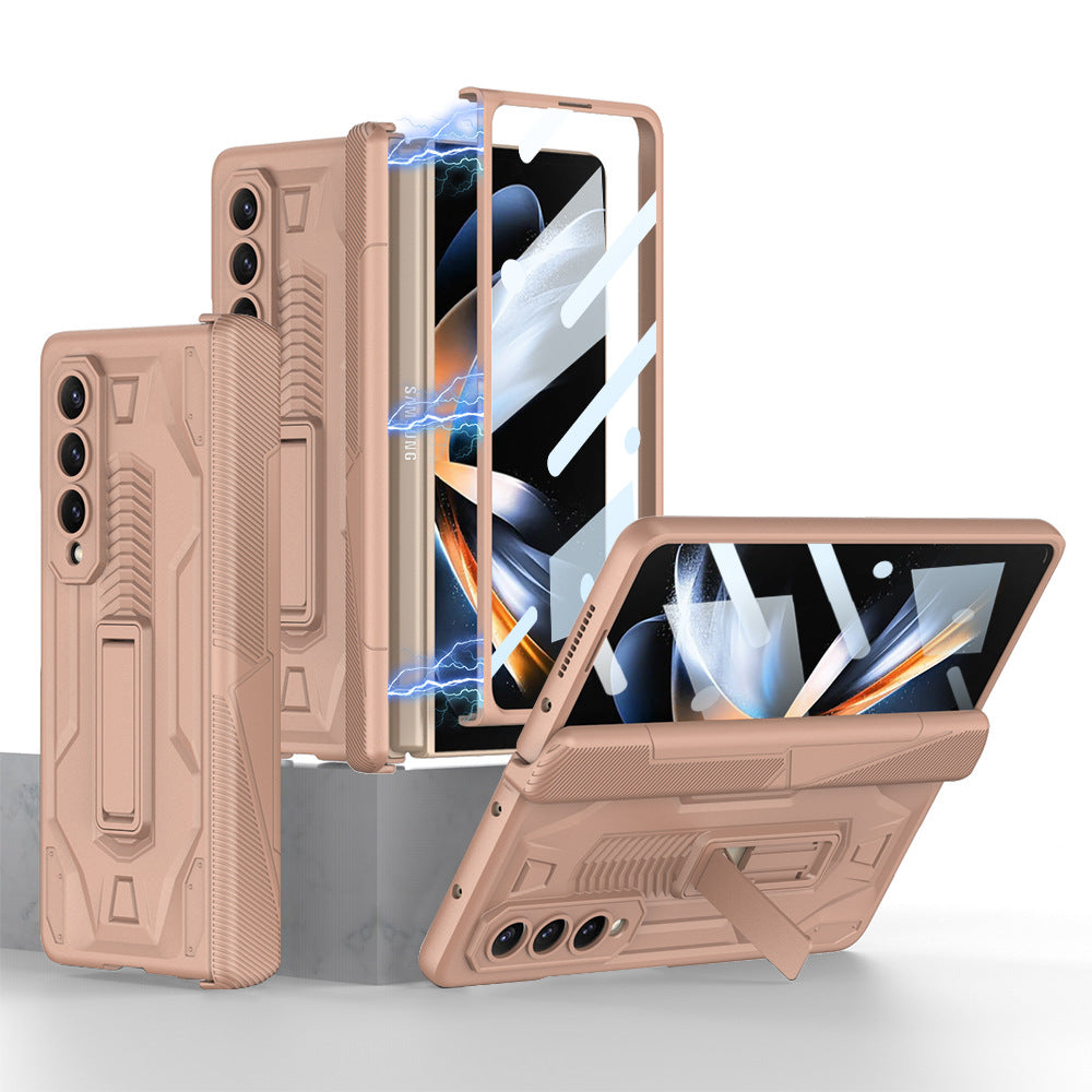 Magnetic Armor All-included Hinge Holder Case With Back Screen Protector For Samsung Galaxy Z Fold5 Fold4 Fold3 - mycasety2023 Mycasety