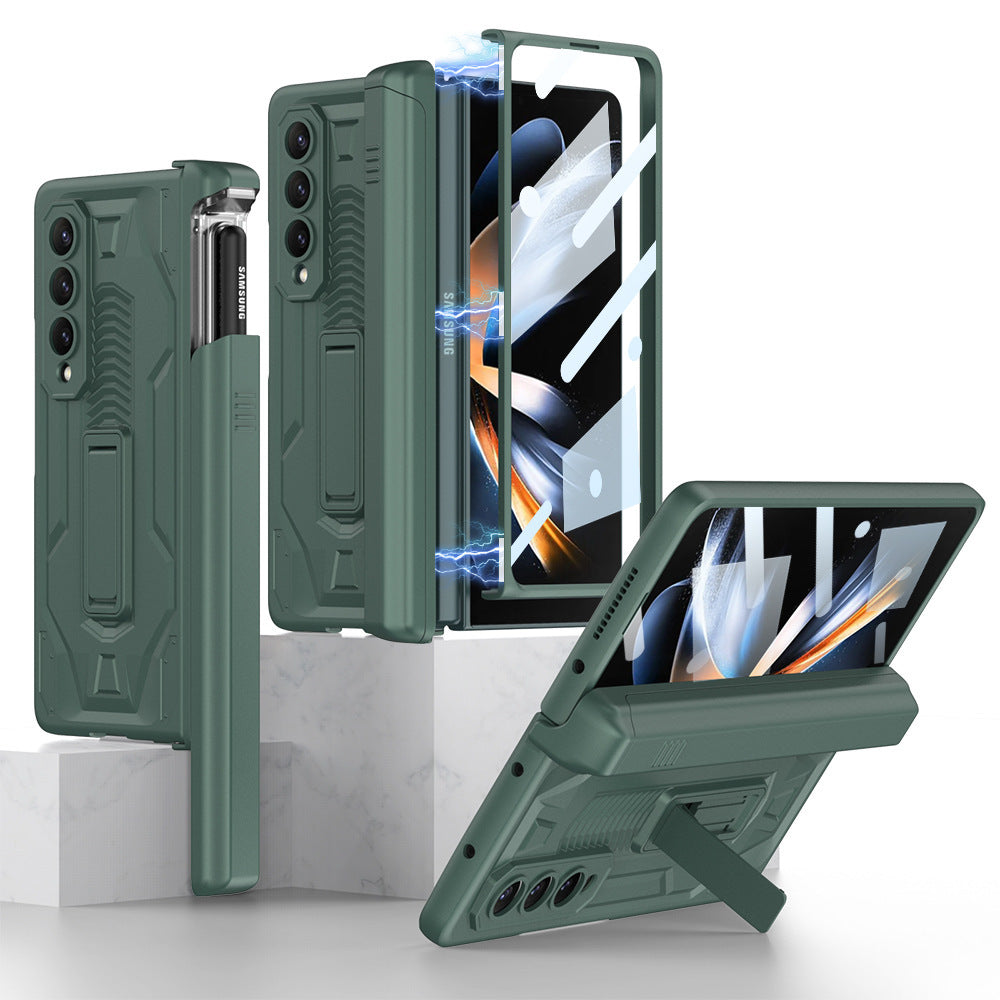 Armor All-included Magnetic Hinge Slide Pen Case Holder Phone Case With Back Screen Protector For Samsung Galaxy Z Fold3 Fold4 Fold5 - Mycasety Mycasety