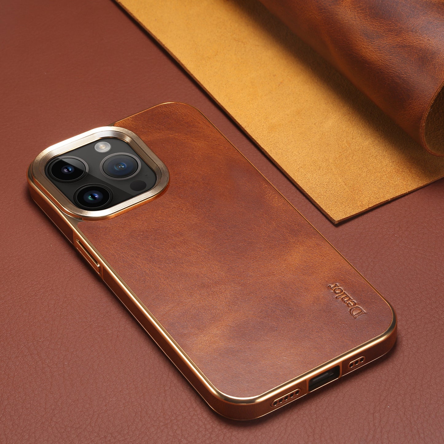 iPhone 17/16/15/14 Genuine Cowhide Electroplated Phone Case TPU Soft Edge Protective Cover