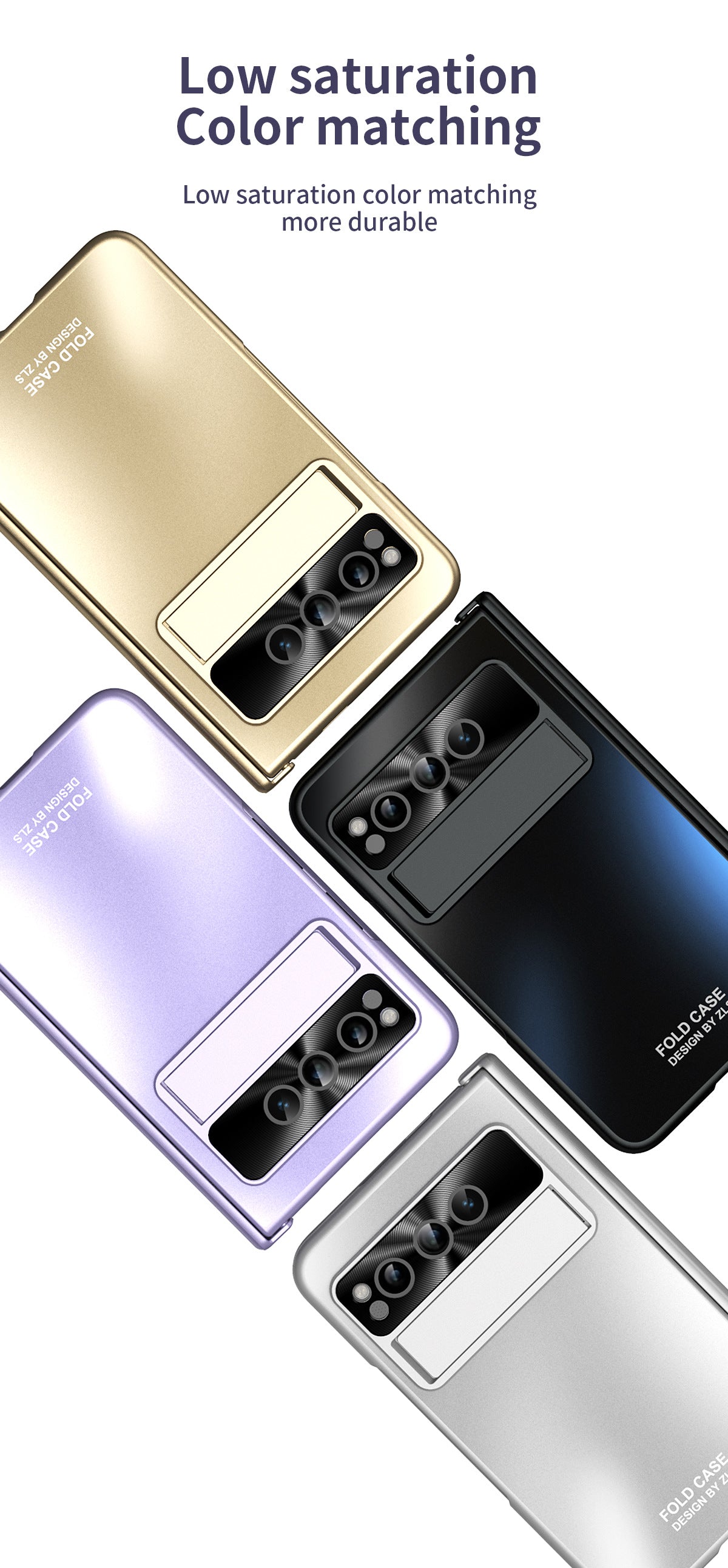 Frosted Plating Google Pixel Fold Case with Hinge Protector Screen Protector and Hidden Kickstand