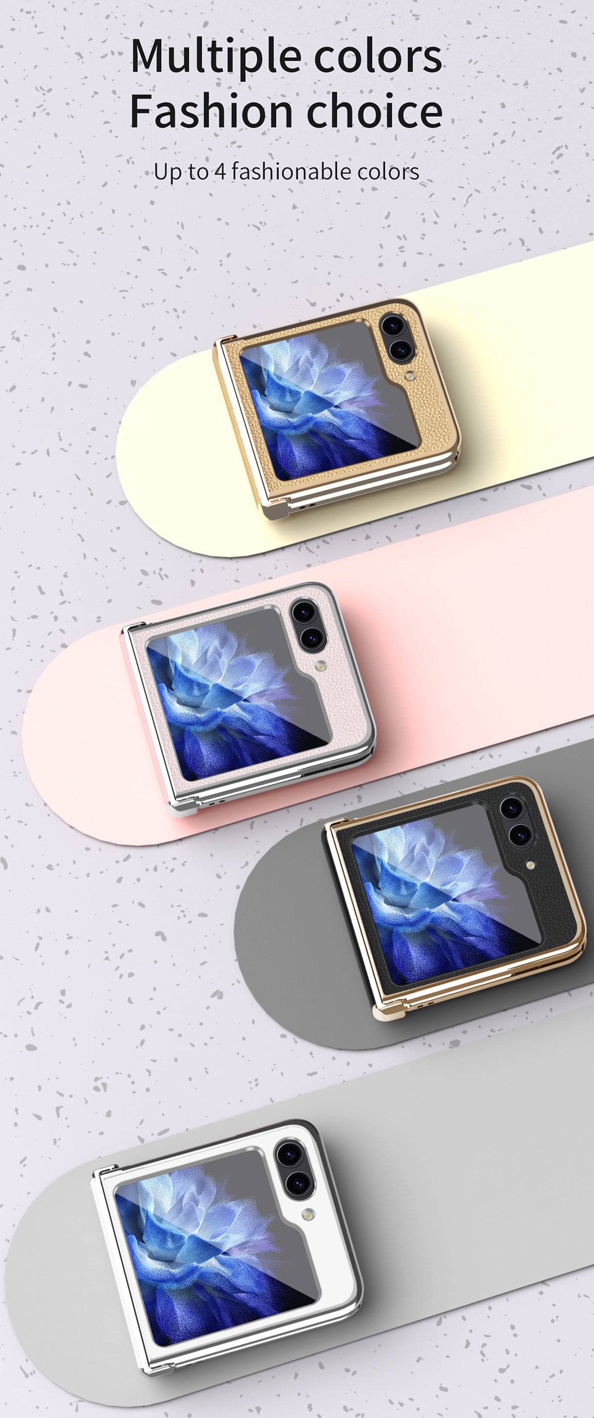 Lichi Pattern Metal Frame Case For Galaxy Z Flip5 Cases