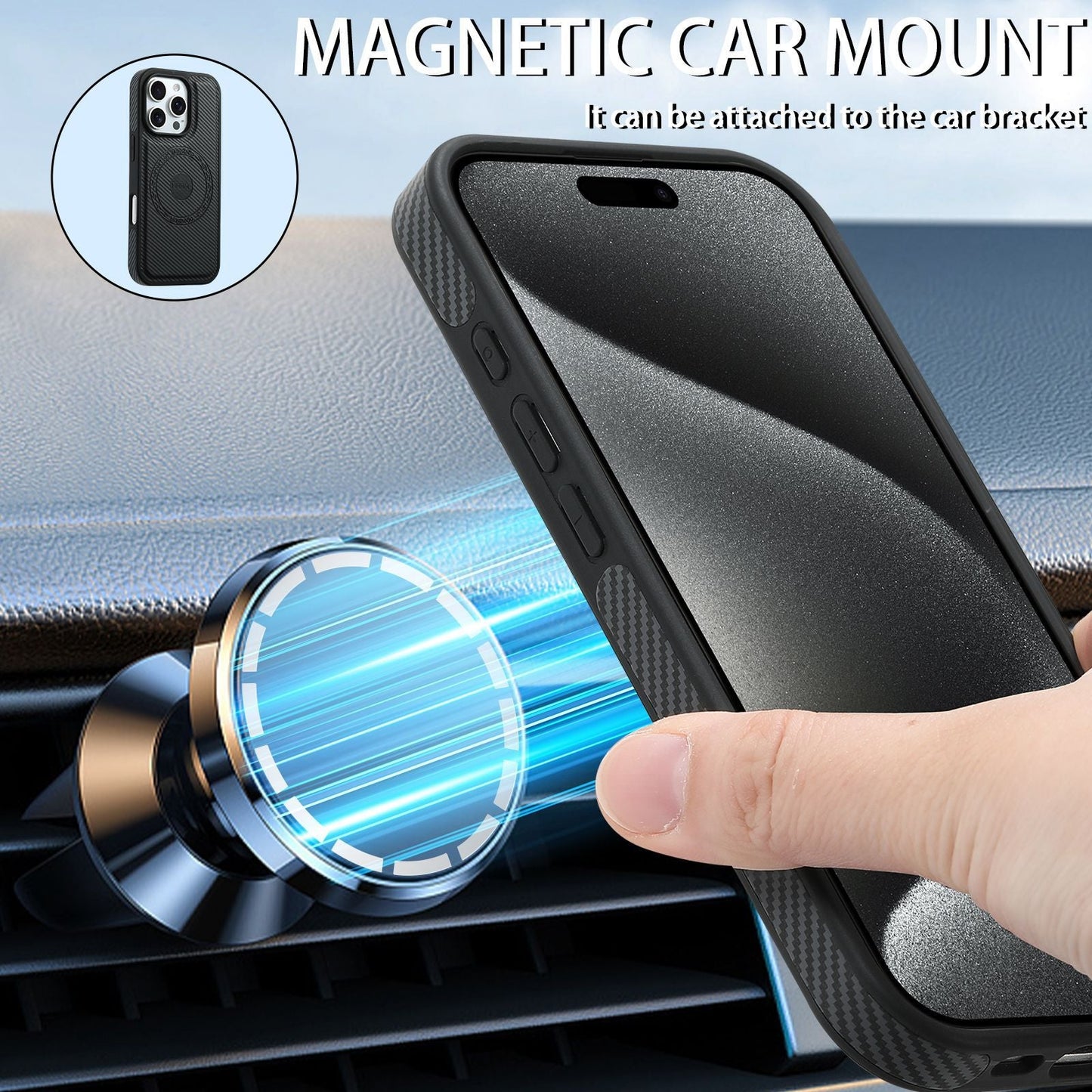 Magnetic Card Holder Carbon Fiber Shockproof iPhone Case