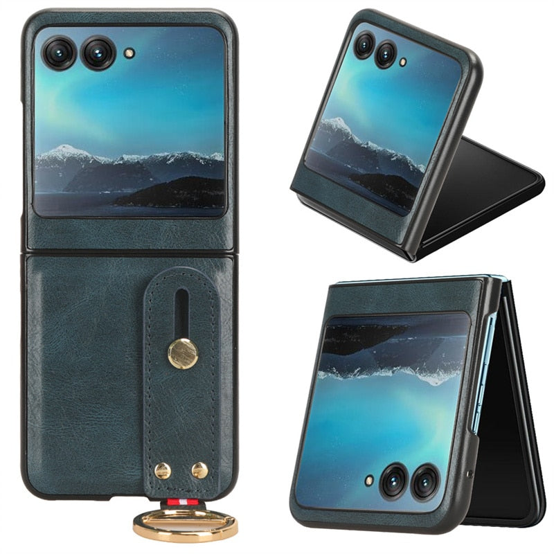 Motorola Razr 40 Ultra New Anti-Shock Business Leather Wristband Cover Case