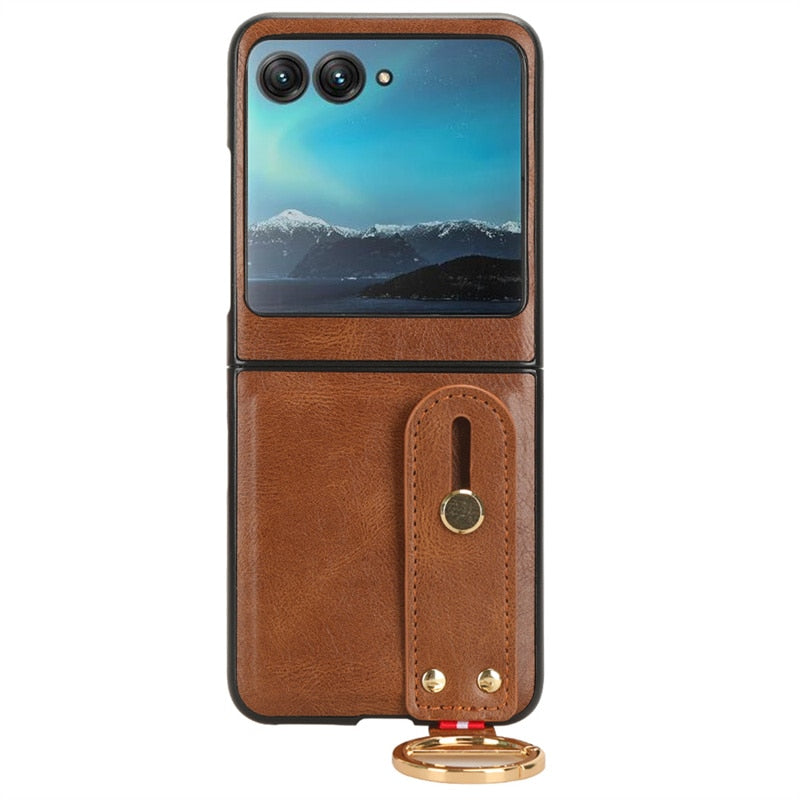 Motorola Razr 40 Ultra New Anti-Shock Business Leather Wristband Cover Case