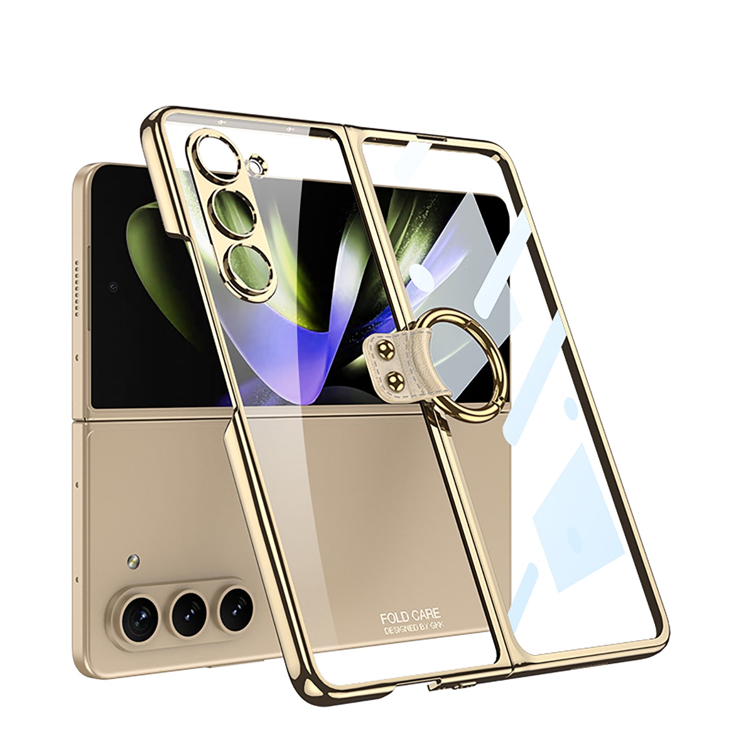 Transparent Samsung Galaxy Z Fold5 Plated Phantom Case with Exclusive Ring