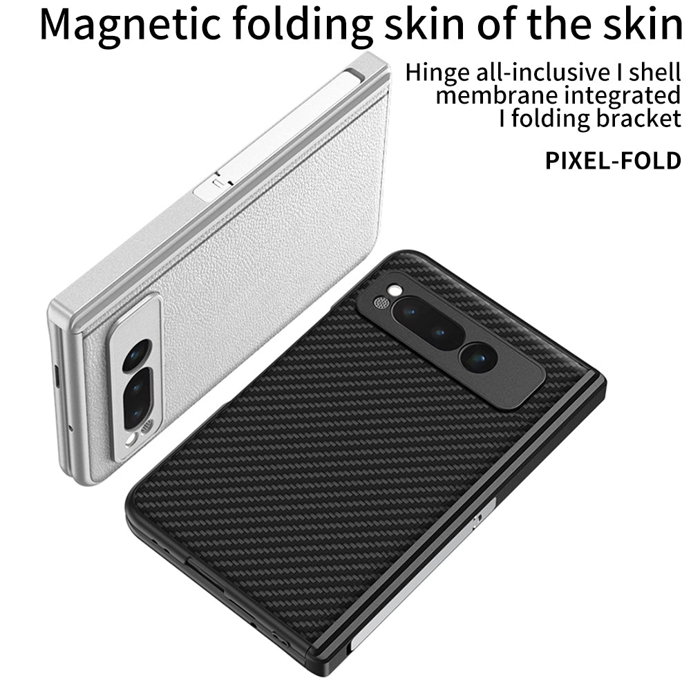 Magnetic Luxury Leather All-inclusive Metal Bracket Case for Google Pixel Fold