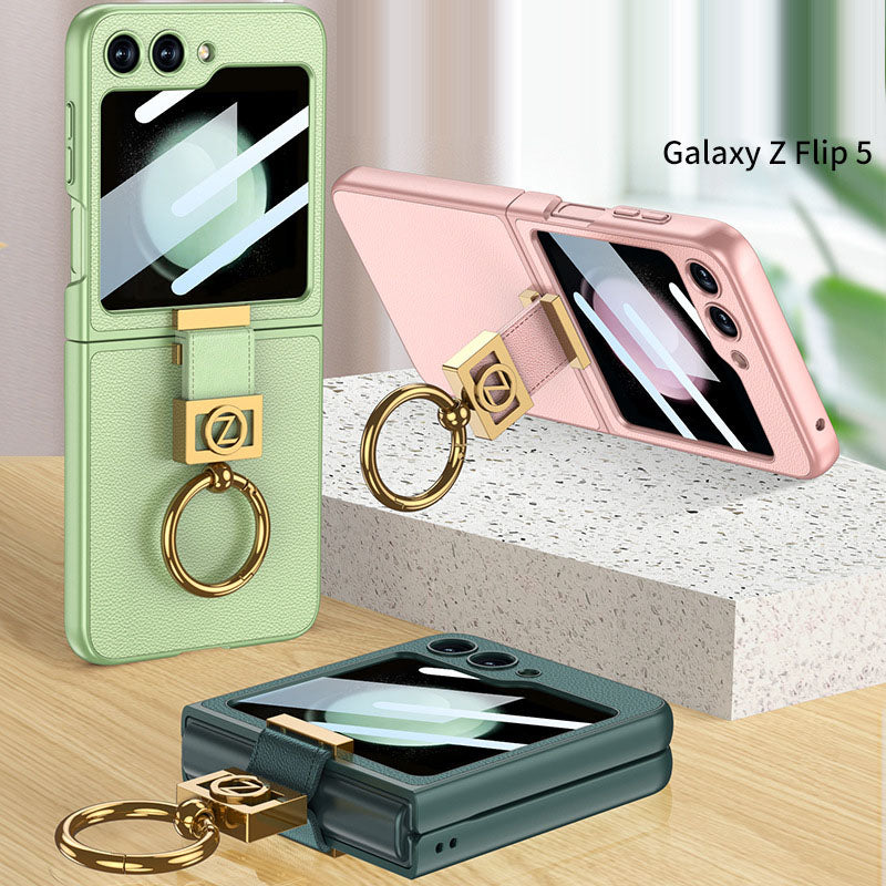 Luxury Full-Body Rugged Case for Samsung Galaxy Z Flip5 With Front Film & Ring