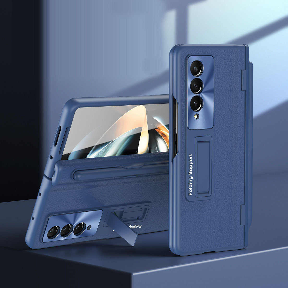 Luxury Leather Samsung Galaxy Z Fold5 Fold4 Fold3 Case with Screen Protector/Stand/Pen slot