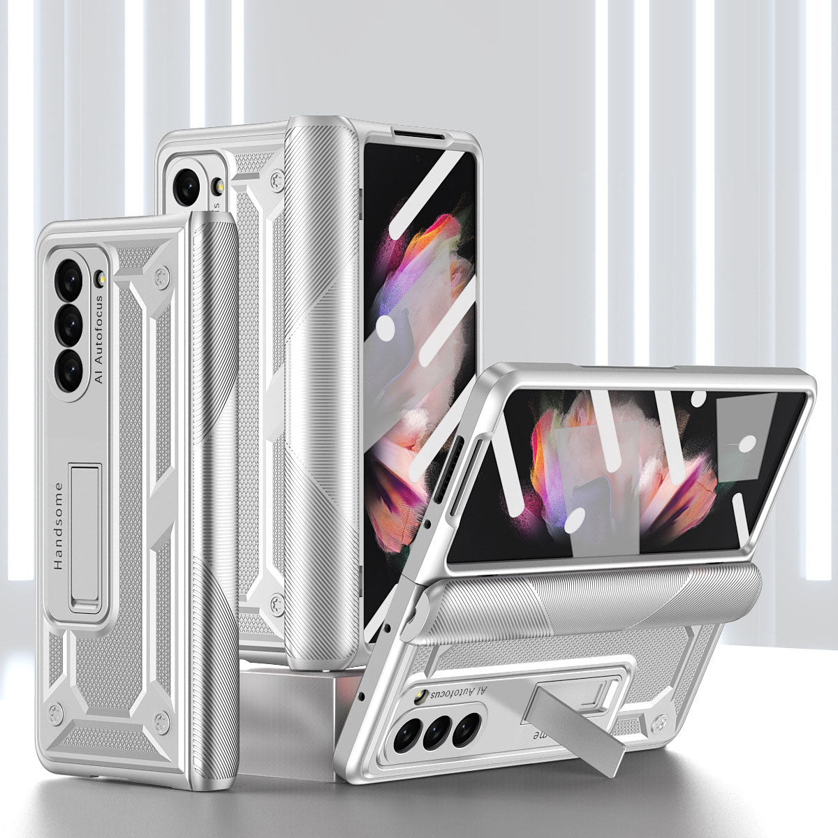 360 All Inclusive Samasung Galaxy Z Fold5 Case With Hinge Lid & Kick-stand