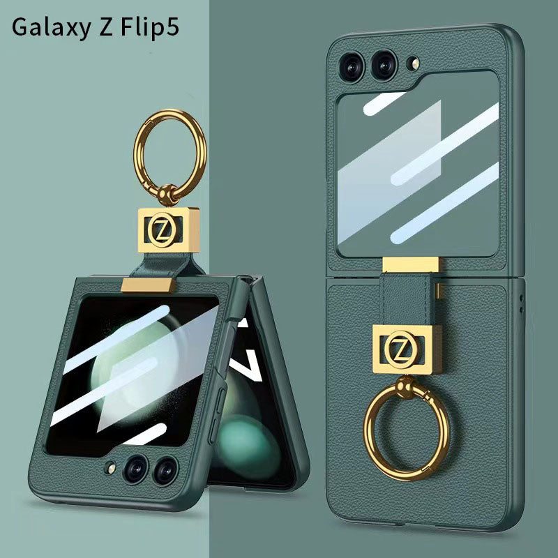 Luxury Full-Body Rugged Case for Samsung Galaxy Z Flip5 With Front Film & Ring