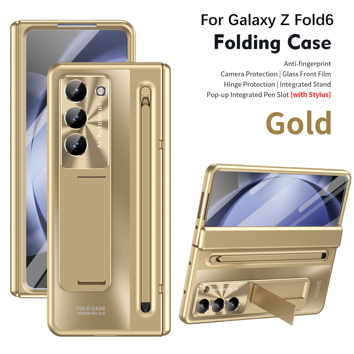 Armor Electroplated Anti-fall Protective Phone Case With Pen Tray Shell and Film For Galaxy Z Fold 7/6/5/4