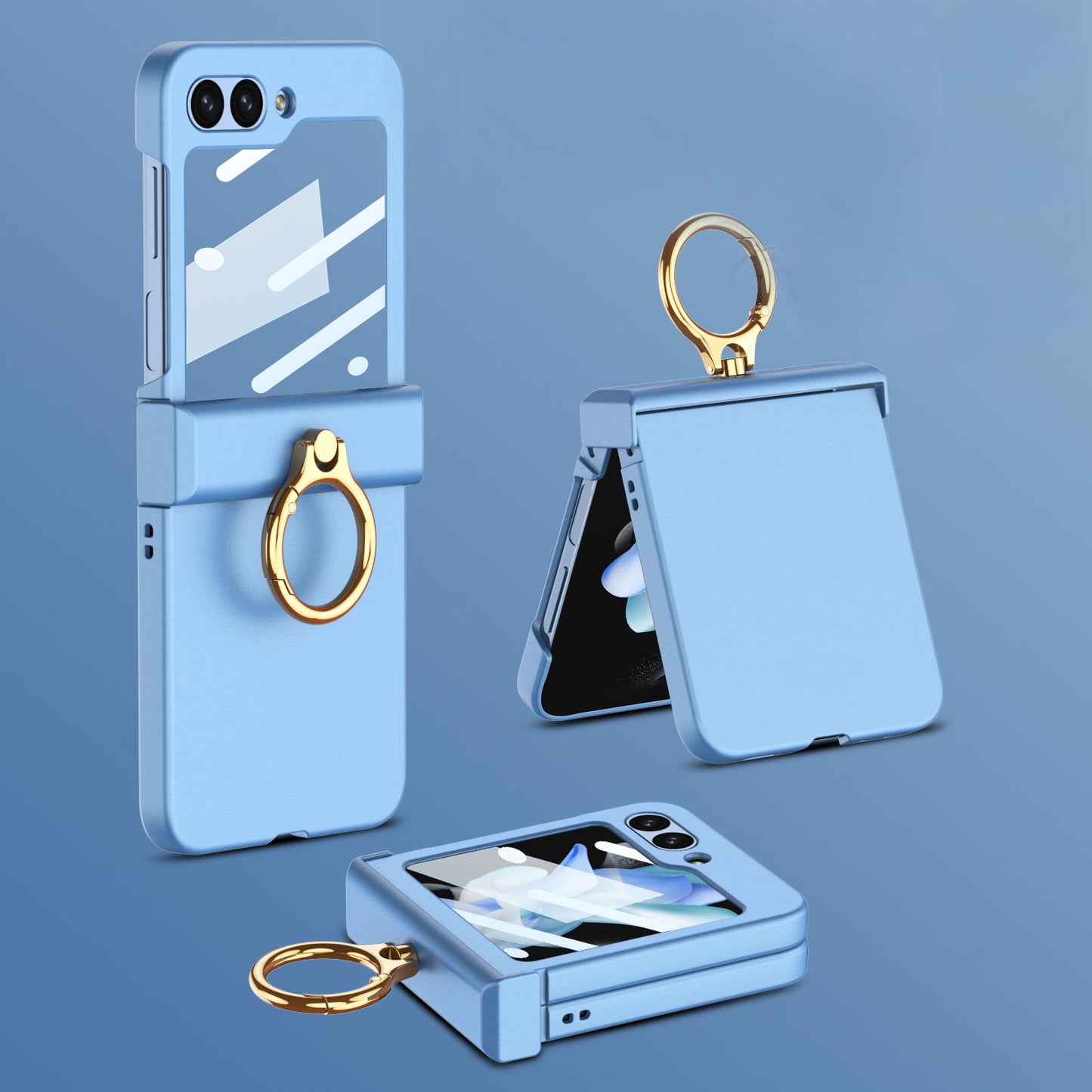 Luxury Full-Protect Hinge Case for Samsung Galaxy Z Flip5 With Front Film & Ring