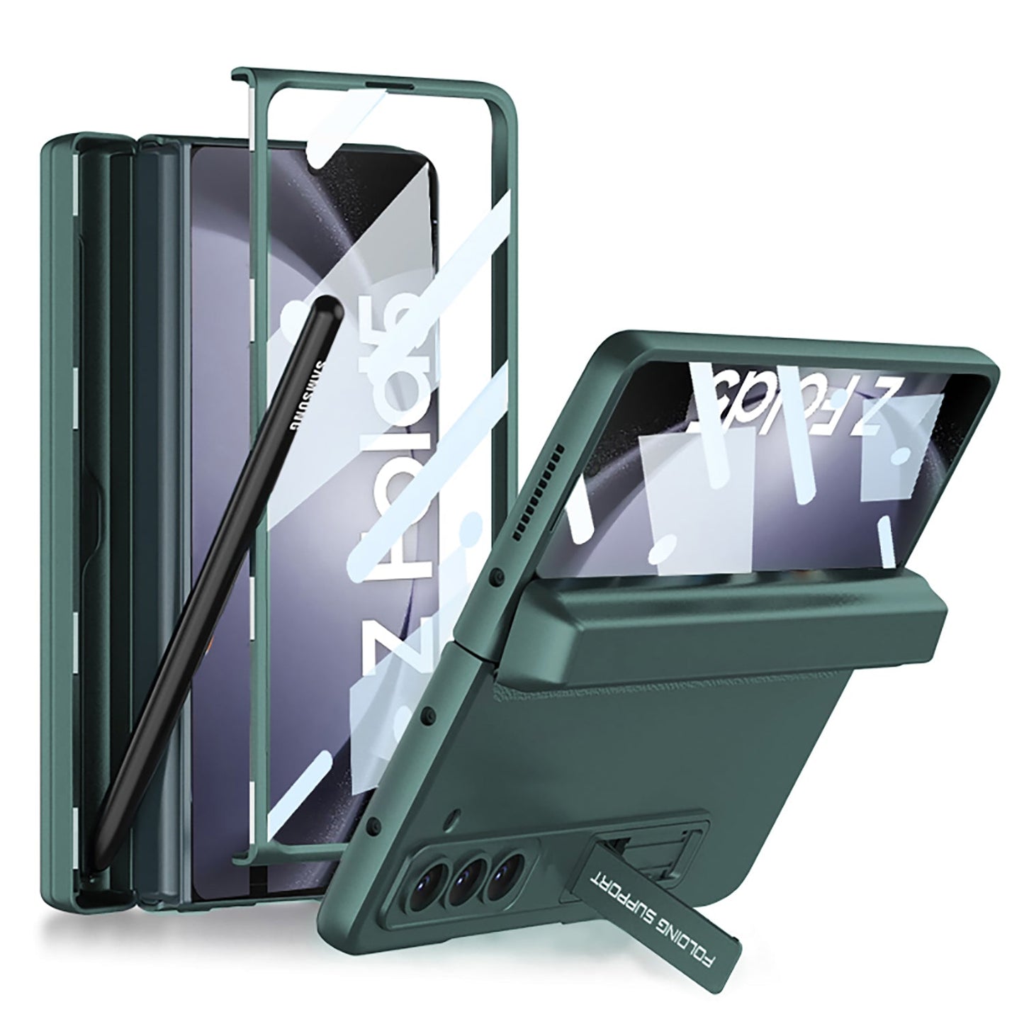 Magnetic Hinge Pen Box Protective Phone Case With Back Screen Glass For Samsung Galaxy Z Fold 5/4/3 5G - Mycasety Mycasety