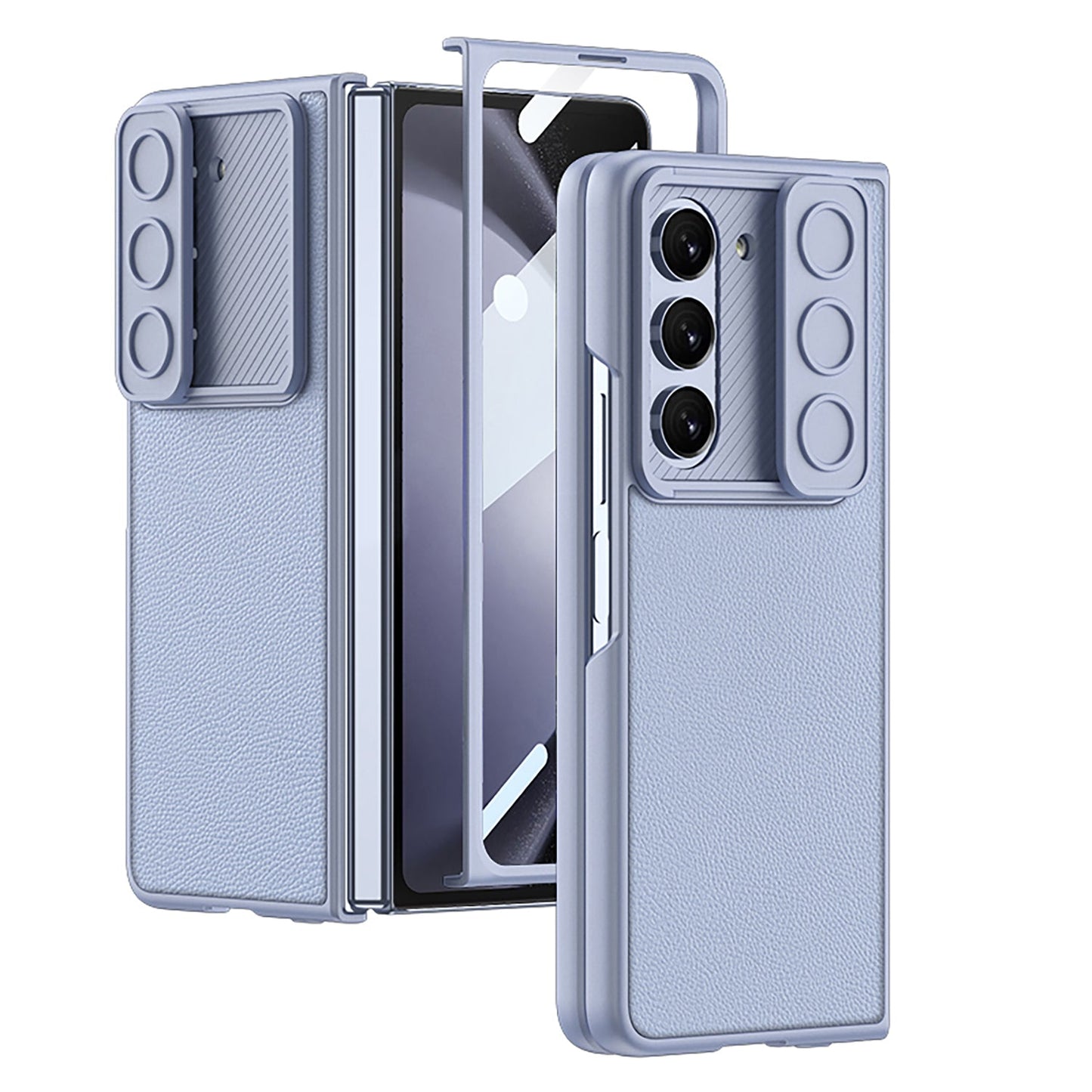 Leather All-inclusive Lens Slide Protector Phone Case With Back Screen Protector For Samsung Galaxy Z Fold 5/4/3 5G - Mycasety Mycasety