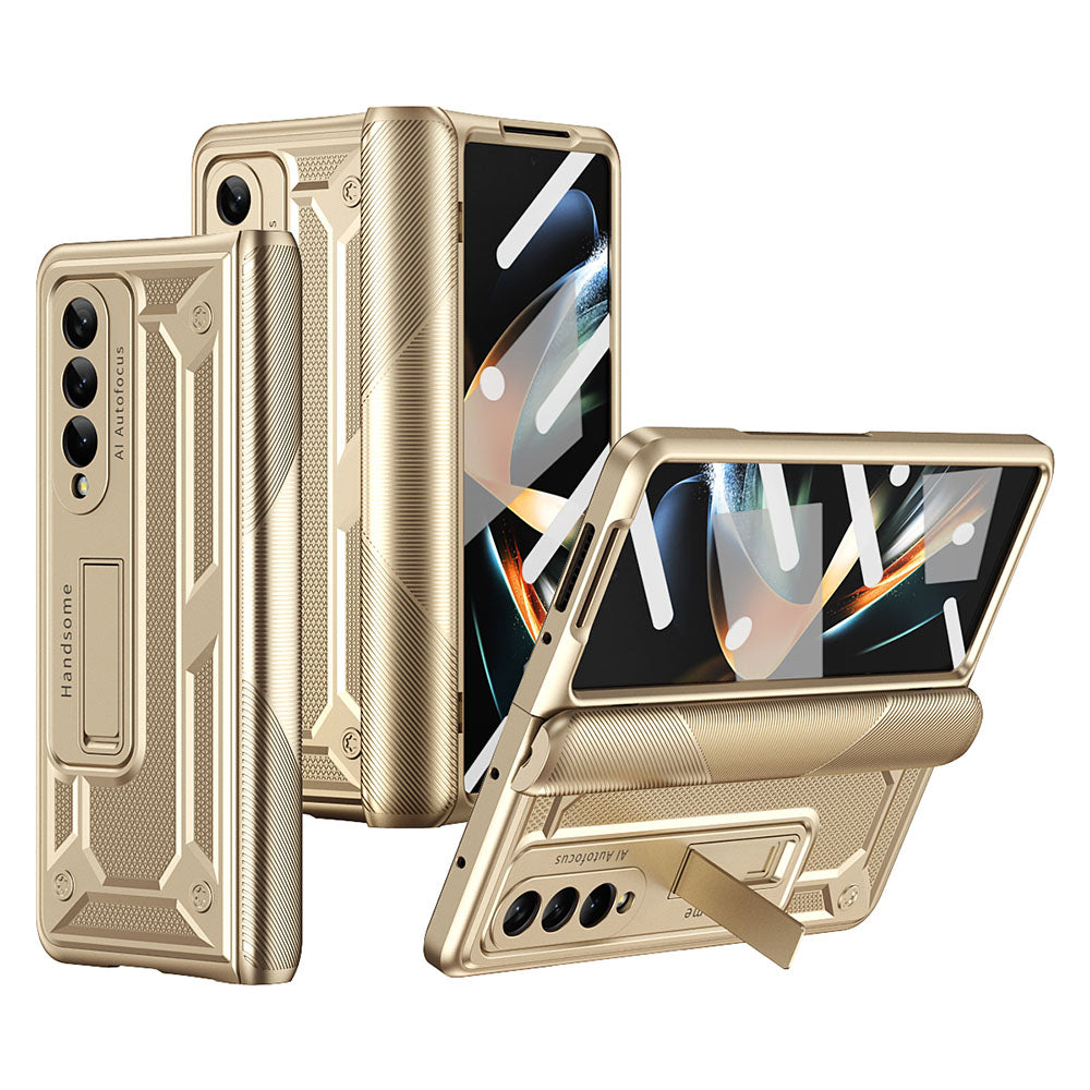 Magnetic Hinge Invisible Bracket Non-slip Phone Case For Samsung Galaxy Z Fold3 Fold4 5G With Back Screen Protector - Mycasety Mycasety