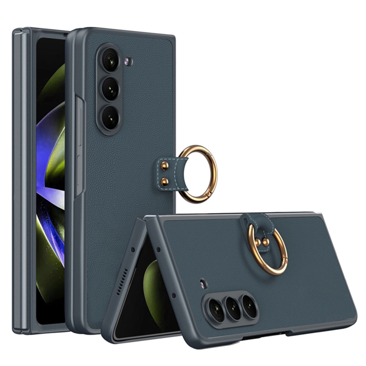 All-inclusive Ring Holder Protective Leather Cover For Samsung Galaxy Z Fold 5/4/3 5G - Mycasety Mycasety