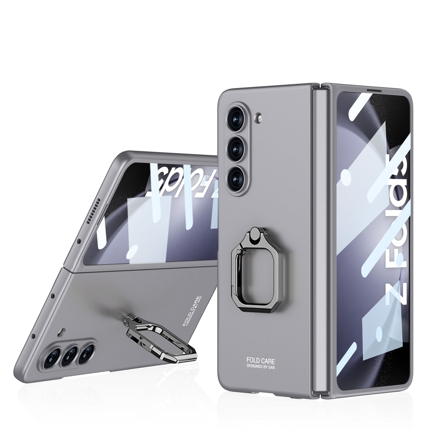 Luxury All-inclusive Ring Holder Phone Case With Back Screen Protector For Samsung Galaxy Z Fold 5 - Mycasety Mycasety