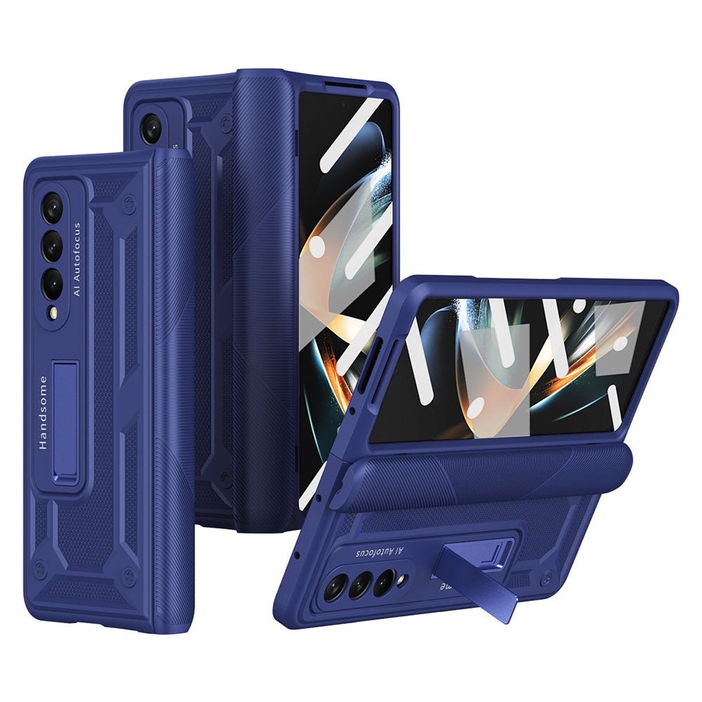 Magnetic Hinge Invisible Bracket Non-slip Phone Case For Samsung Galaxy Z Fold3 Fold4 5G With Back Screen Protector - Mycasety Mycasety
