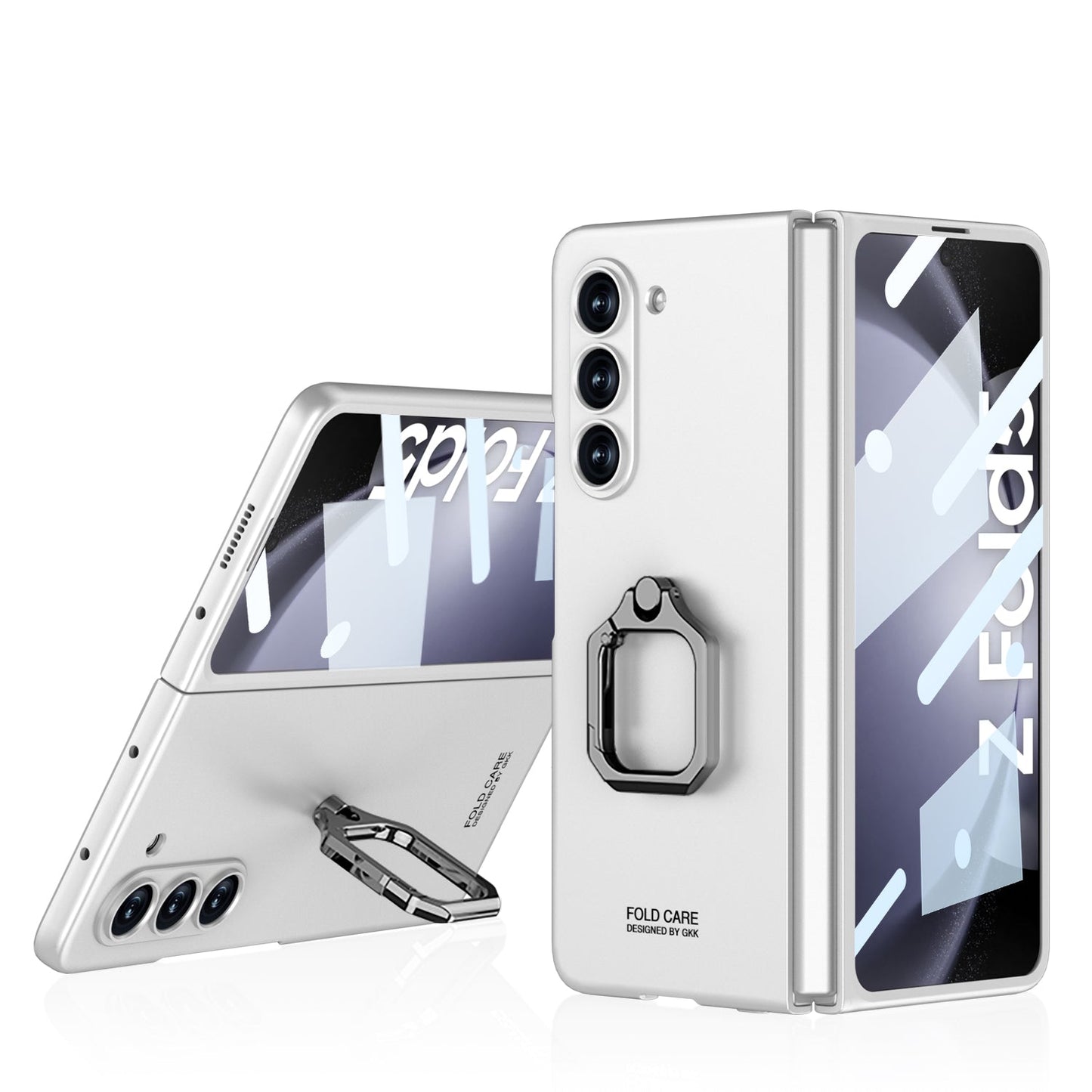 Luxury All-inclusive Ring Holder Phone Case With Back Screen Protector For Samsung Galaxy Z Fold 5 - Mycasety Mycasety