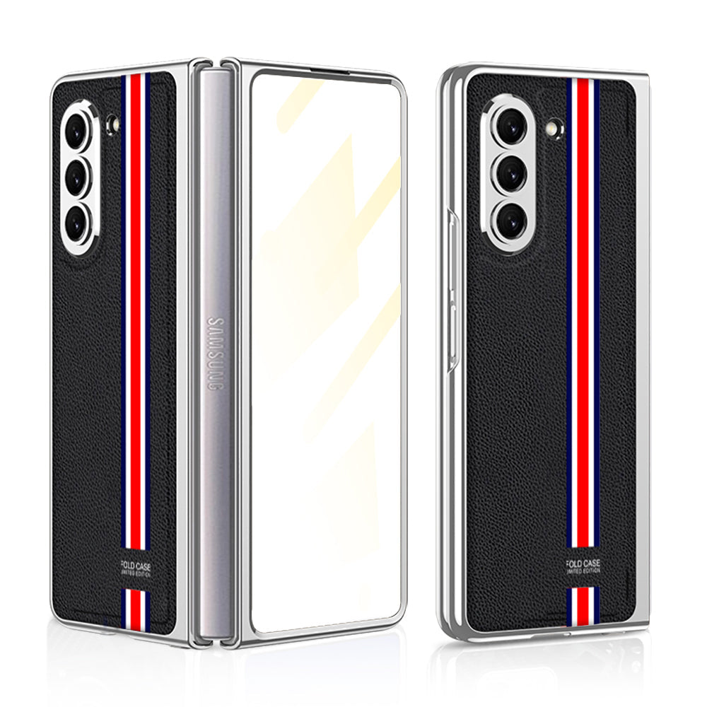 Luxury Leather Plating Phone Case With Back Screen Protector For Samsung Galaxy Z Fold 5/4/3 5G - Mycasety Mycasety