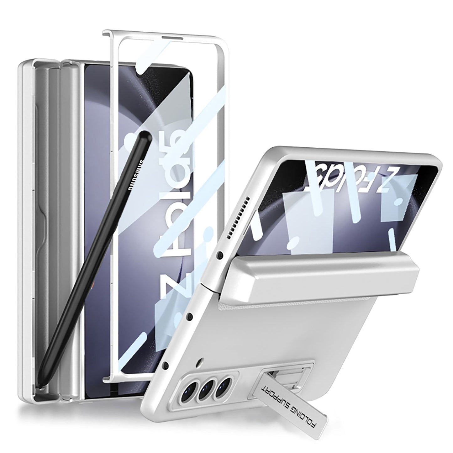 Magnetic Hinge Pen Box Protective Phone Case With Back Screen Glass For Samsung Galaxy Z Fold 5/4/3 5G - Mycasety Mycasety