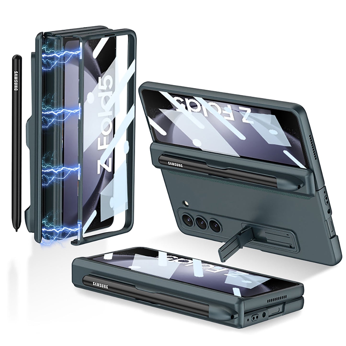 Magnetic Hinge S Pen Slot Ultra-Thin Phone Case With Back Screen Protector For Samsung Galaxy Z Fold 5/4/3 5G - Mycasety Mycasety