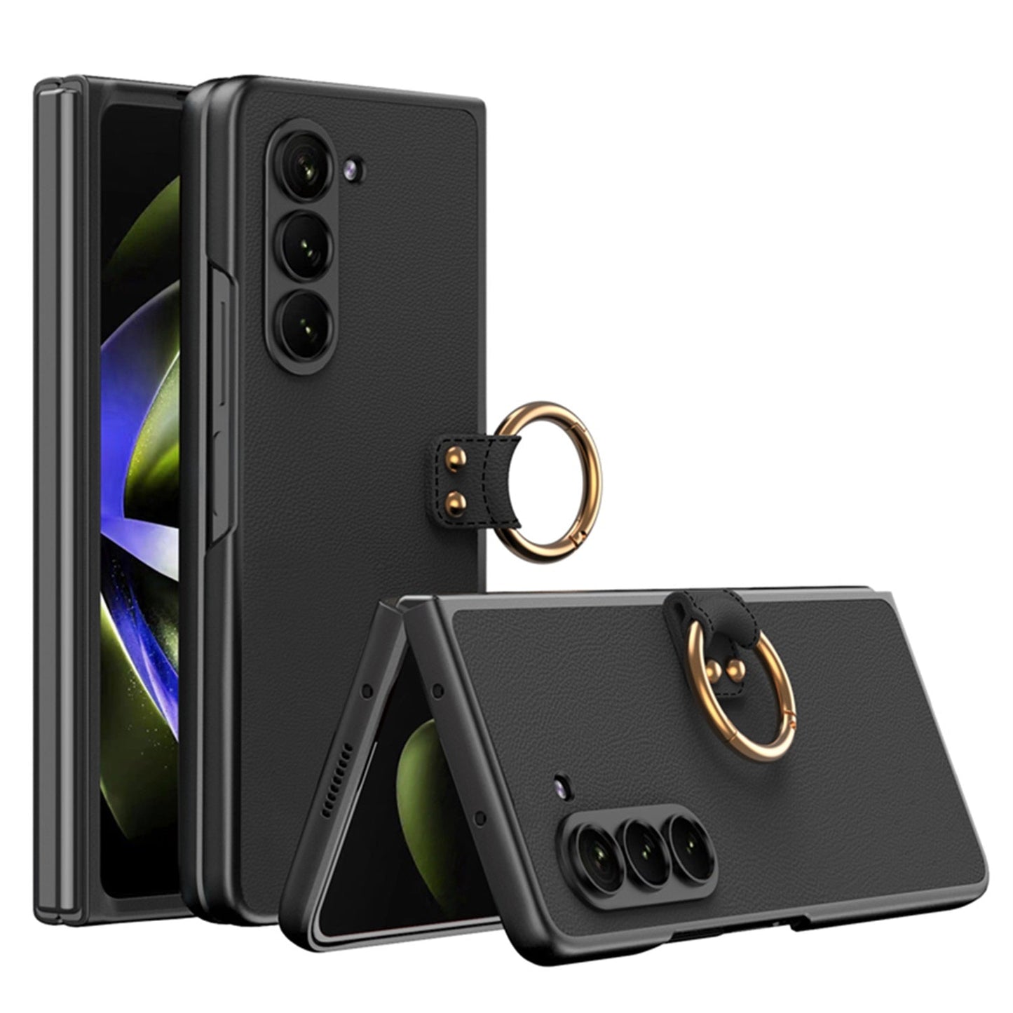 All-inclusive Ring Holder Protective Leather Cover For Samsung Galaxy Z Fold 5/4/3 5G - Mycasety Mycasety