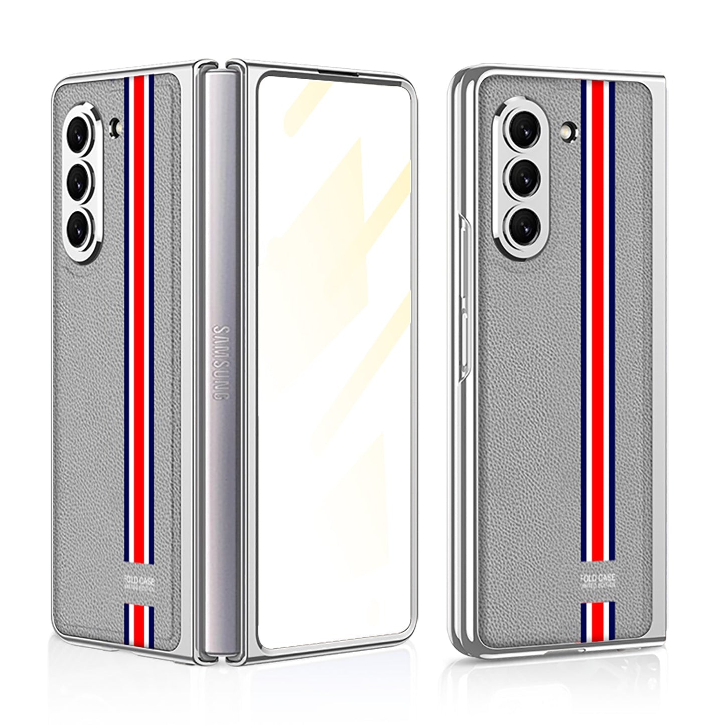 Luxury Leather Plating Phone Case With Back Screen Protector For Samsung Galaxy Z Fold 5/4/3 5G - Mycasety Mycasety