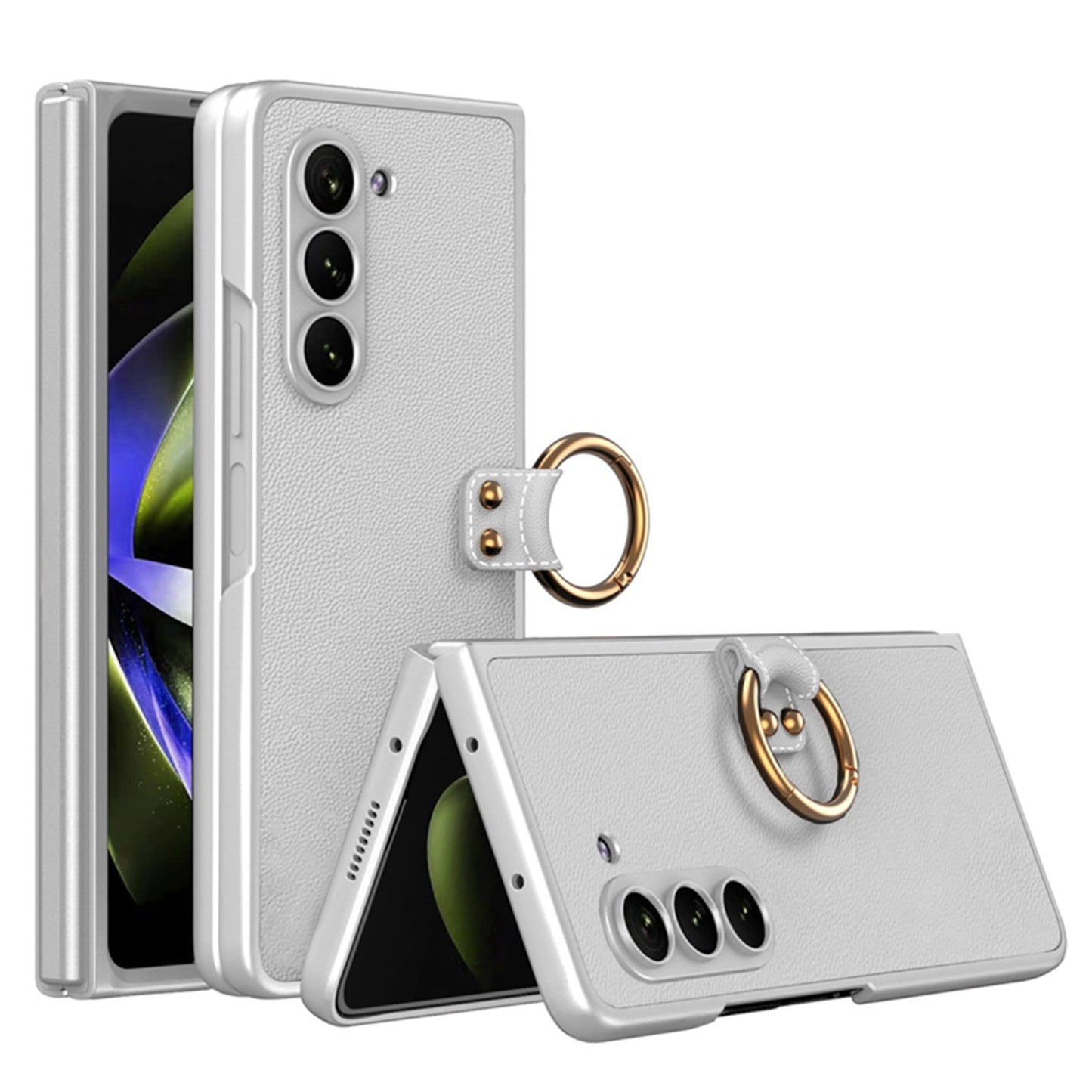 All-inclusive Ring Holder Protective Leather Cover For Samsung Galaxy Z Fold 5/4/3 5G - Mycasety Mycasety