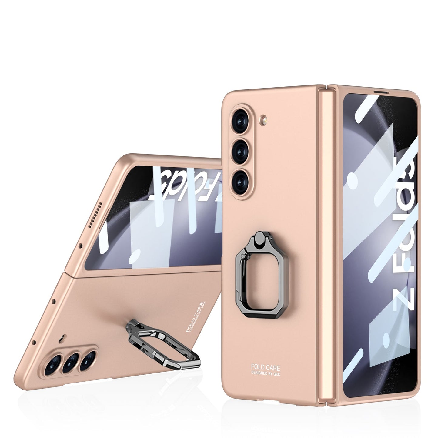 Luxury All-inclusive Ring Holder Phone Case With Back Screen Protector For Samsung Galaxy Z Fold 5 - Mycasety Mycasety